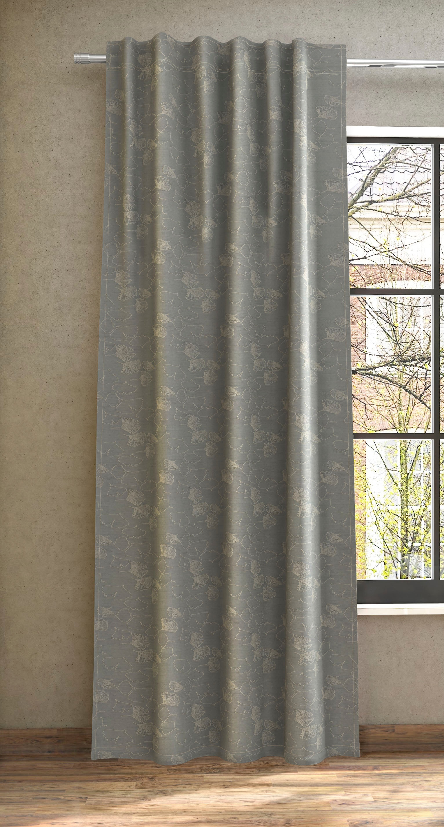 Neutex for you! Vorhang »GRACE«, (1 St.), Polyester-Leinendeko mit  filigranem Ginkgo-Motiv bestellen