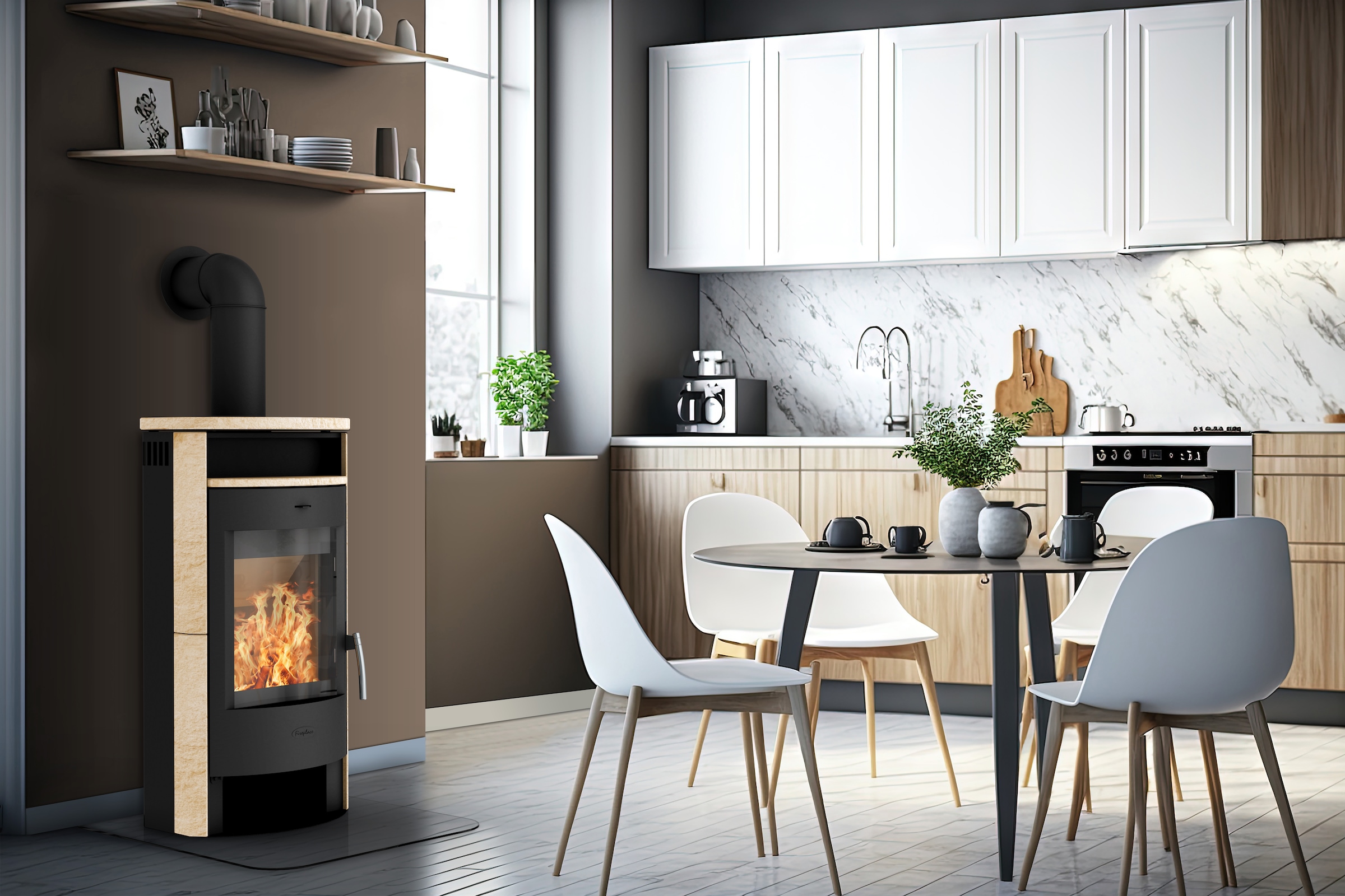 Fireplace Kaminofen »Heathus MAIA Sandstein«, Tee- und Holzfach