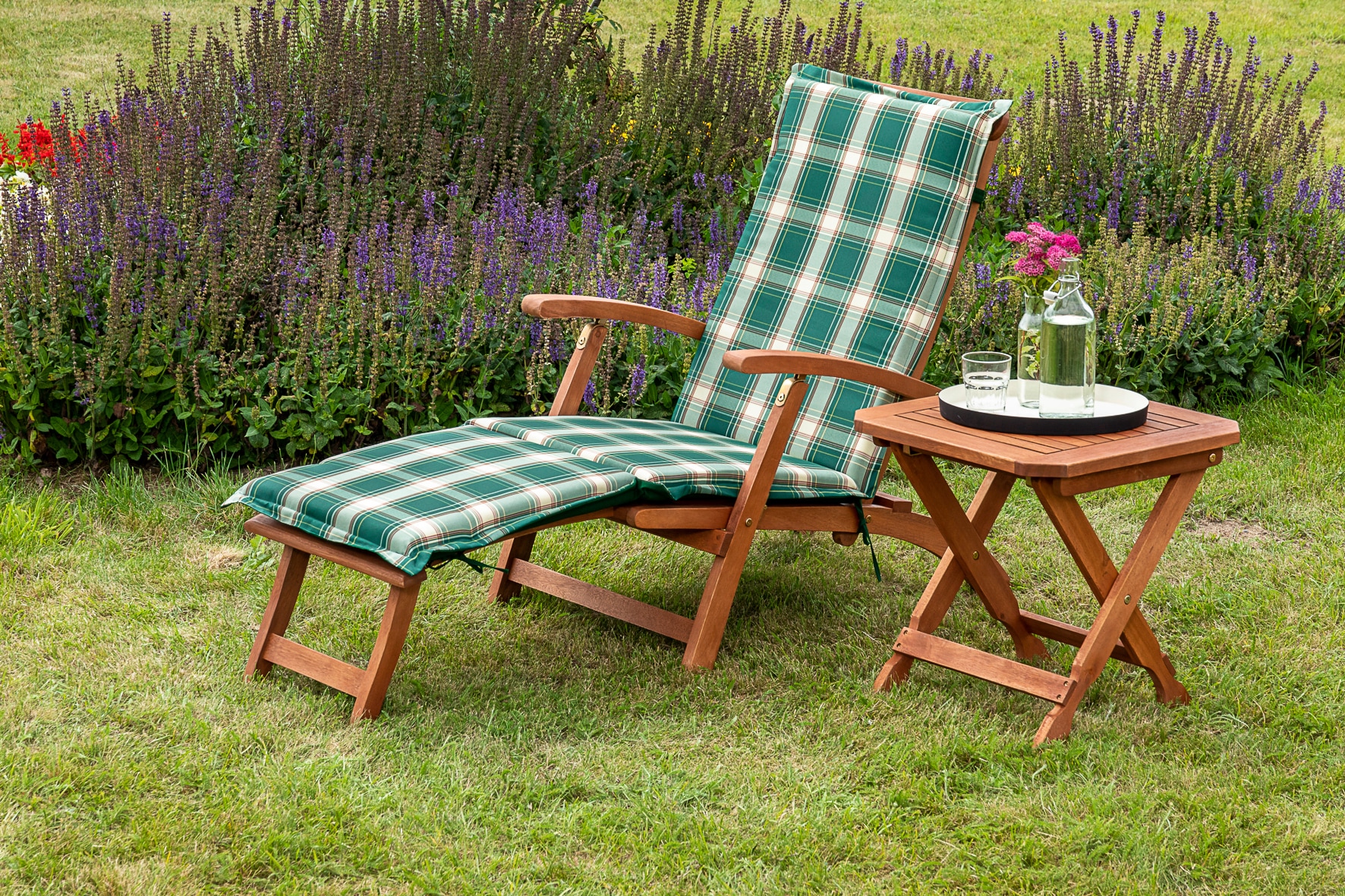 MERXX Gartensessel »Deckchair« Set, 1x Sessel, 1x Auflage, 1x Klapphocker, günstig online kaufen
