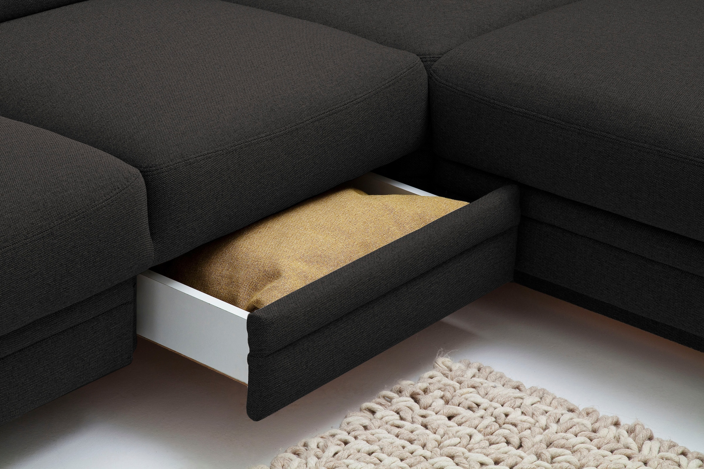 3C Carina Ecksofa »Korfu L-Form«, incl.- 1 Kopfstütze, wahlweise mit Schlafunktion und Stauraum