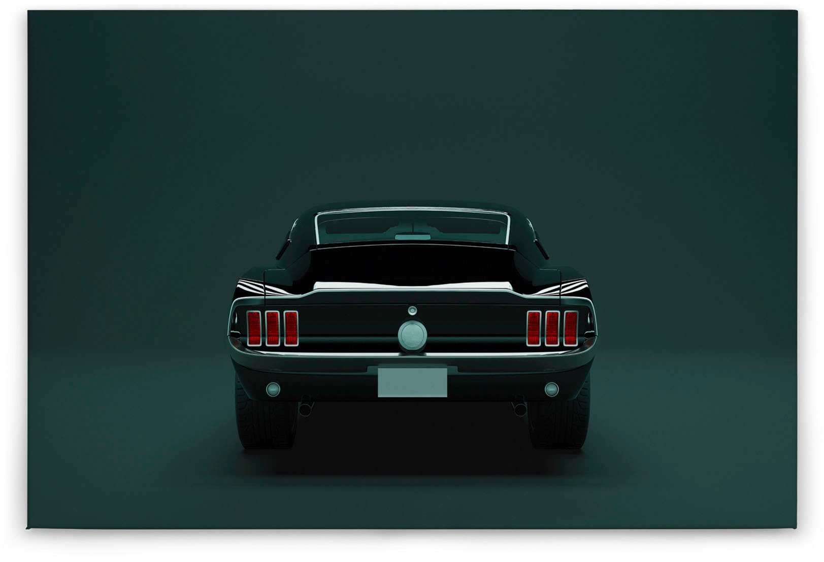 Bricoflor Leinwand Bild Mit Oldtimer Auto Wandbild In Petrol Und Schwarz Fü günstig online kaufen