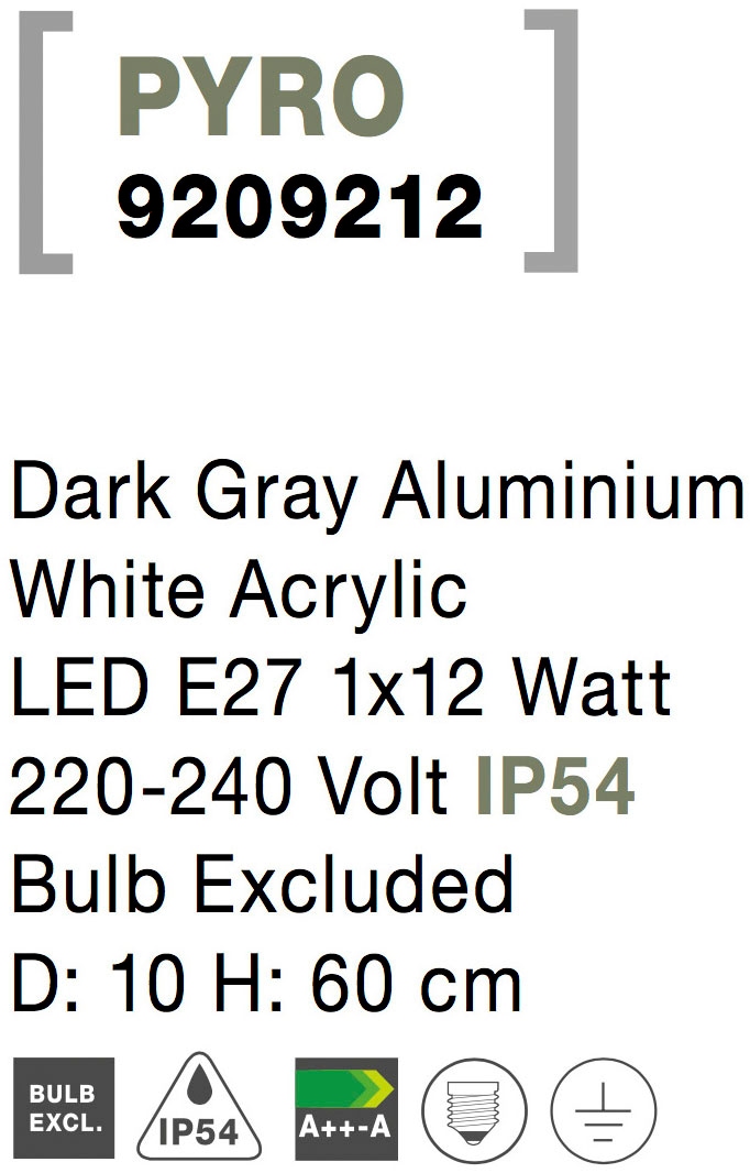 Nova Luce Außen-Stehlampe »PYRO« E27 1 Stk.