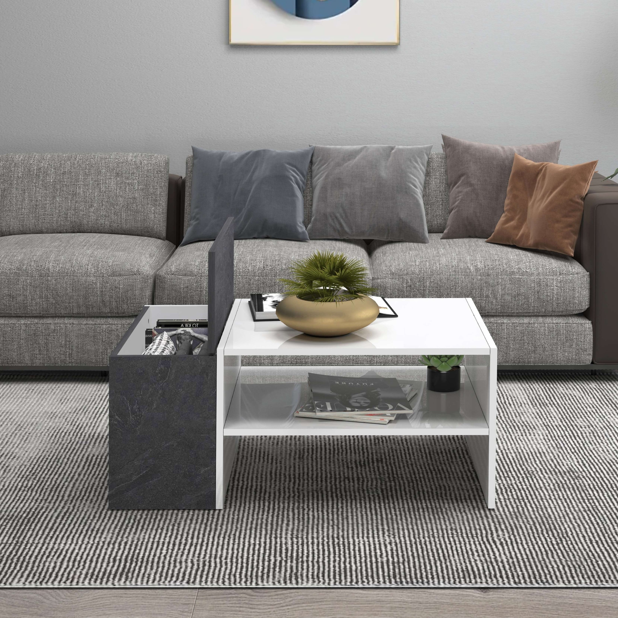 INOSIGN Couchtisch »Coro, Couchtisch, Couchtisch mit seitlichem Stauraum,Sofatisch«, Länge 90 cm, mit zwei Ablagefächern davon eines geschlossen