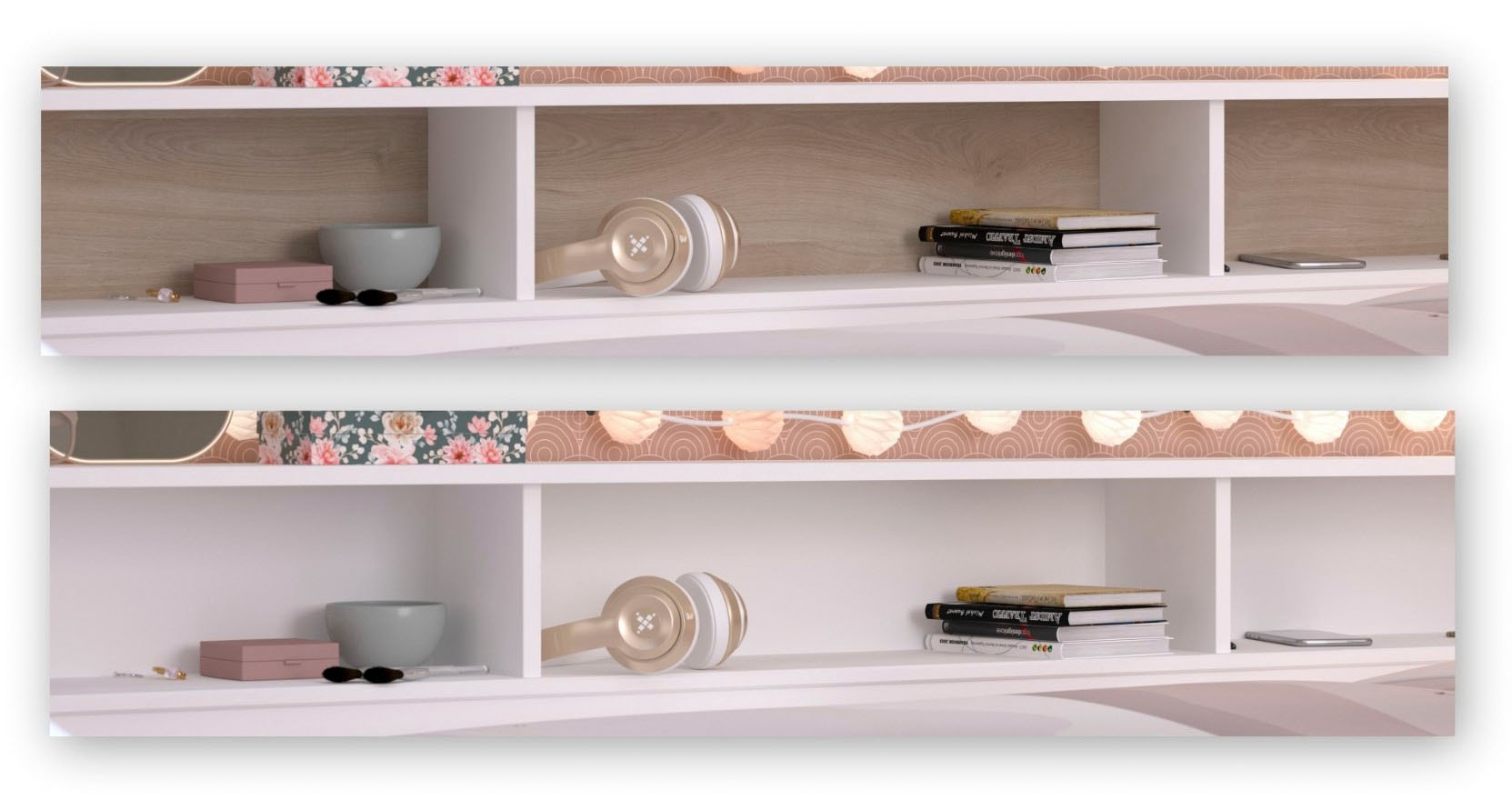 Parisot Stauraumbett »Sleep, Daybed, Kinderbett, Rückwand der Regale drehbar (farbig + weiß)«, inklusive, Regale, Schubkästen, viel Stauraum, TOPSELLLER!