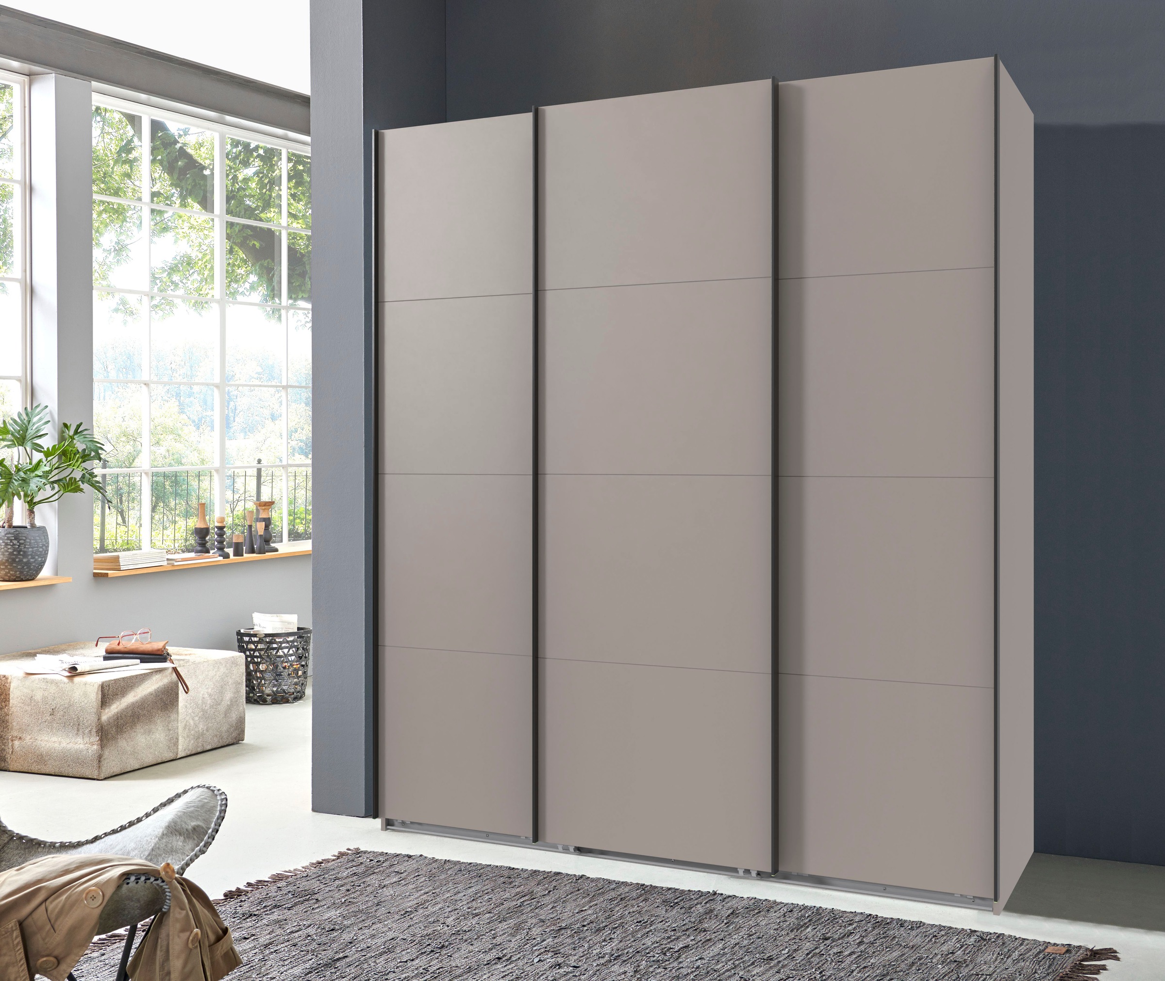 Wimex Schwebetürenschrank »Mugano, Made in Germany, Lieferung bis in Deine Etage und Stellort«, (wähle Deine Ausstattung: Basic oder Premium!), 3 Schwebetüren, große Größen, mit oder ohne Spiegel, Metallgriffe