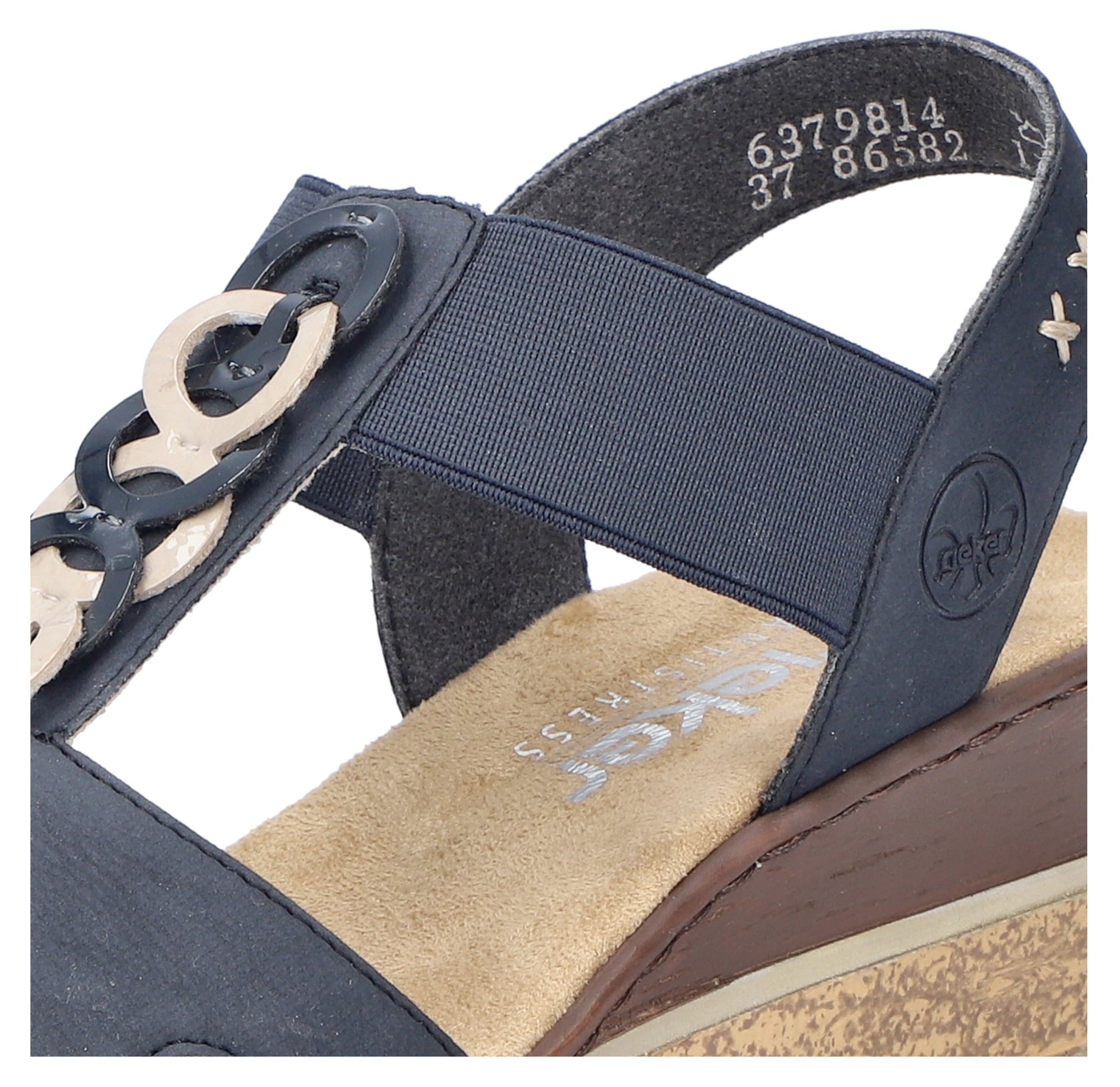 Rieker Keilsandalette  Sommerschuh, Sandale, Plateausandale mit Gummizug für guten Sitz