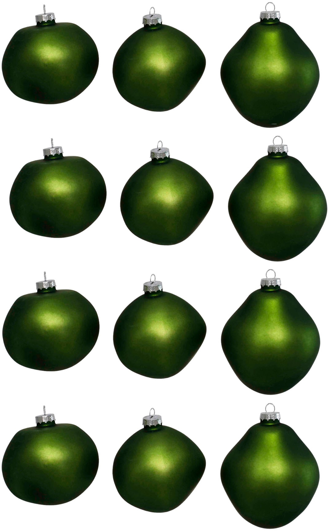 Leonique Weihnachtsbaumkugel »Birdelle matt, Weihnachtsdeko, Christbaumschmuck, Christbaumkugeln«, (Set, 12 St.), Baumkugeln in organischer Form, Ø ca. 6 cm, organische Kugeln aus Glas
