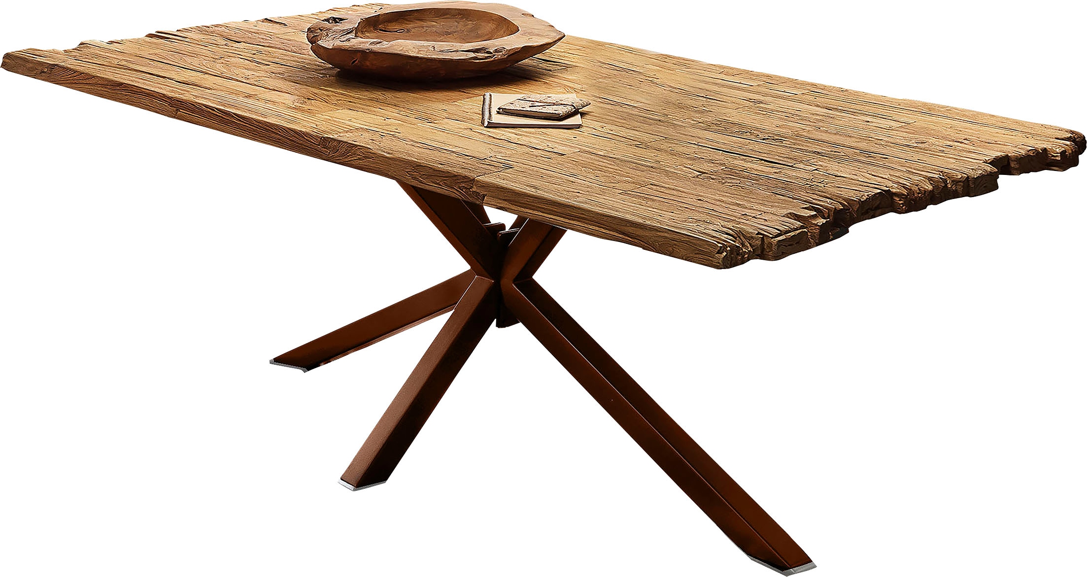 SIT Esstisch »Mantua aus recyceltem Teakholz mit Bruchkante & Metallgestell« 50 mm starke Teakholzplatte mit markanter Bruchkante