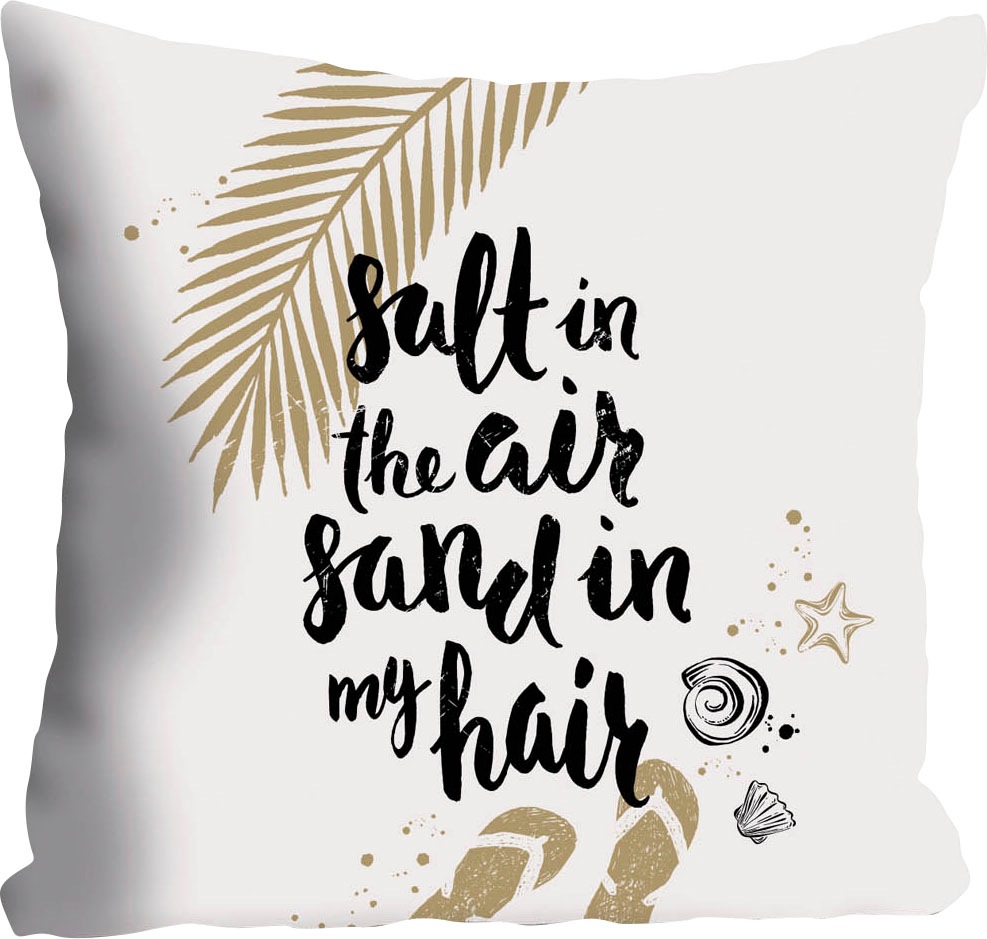 queence Dekokissen »Salt & Sand« Kissenhülle,Salt in the air,sand in my hair,Spruch,Sommer,Strand