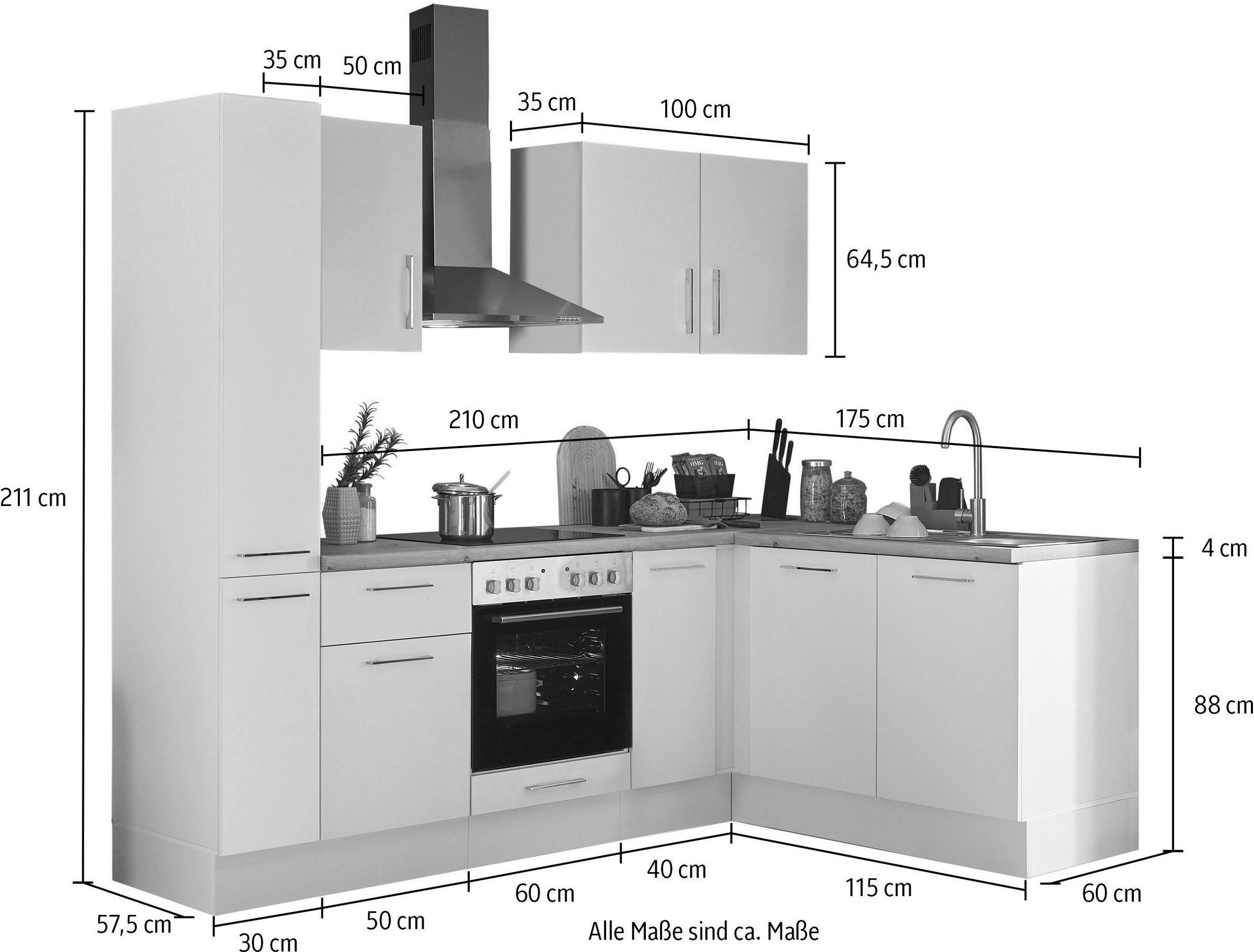 BASIC by Balculina Winkelküche »Turin«, Stellbreite 240x175 cm, wahlweise mit E-Geräten