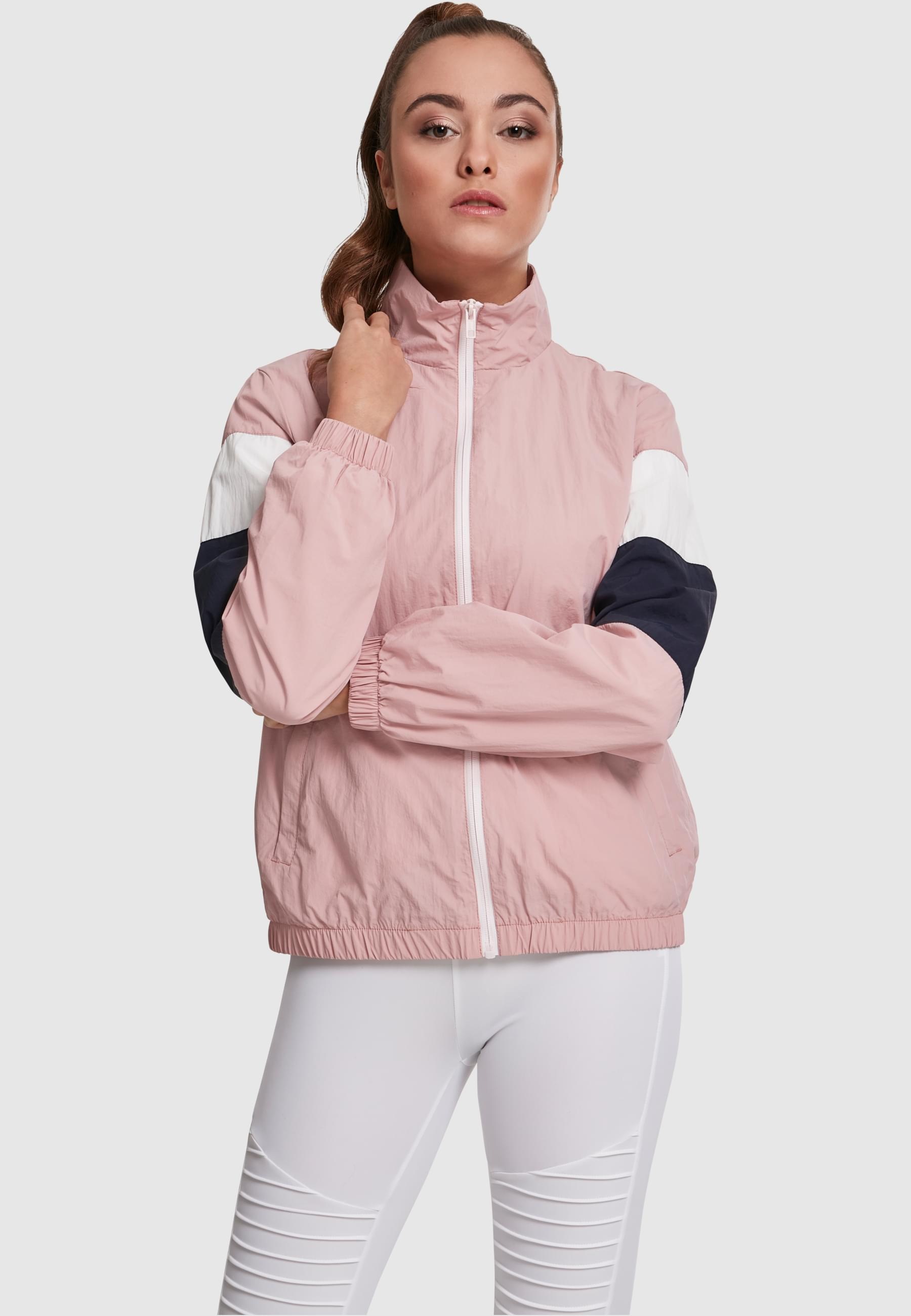 URBAN CLASSICS Allwetterjacke »Urban Classics Damen Ladies 3-Tone Crinkle Track Jacket« 1 Stk. tlg. ohne Kapuze
