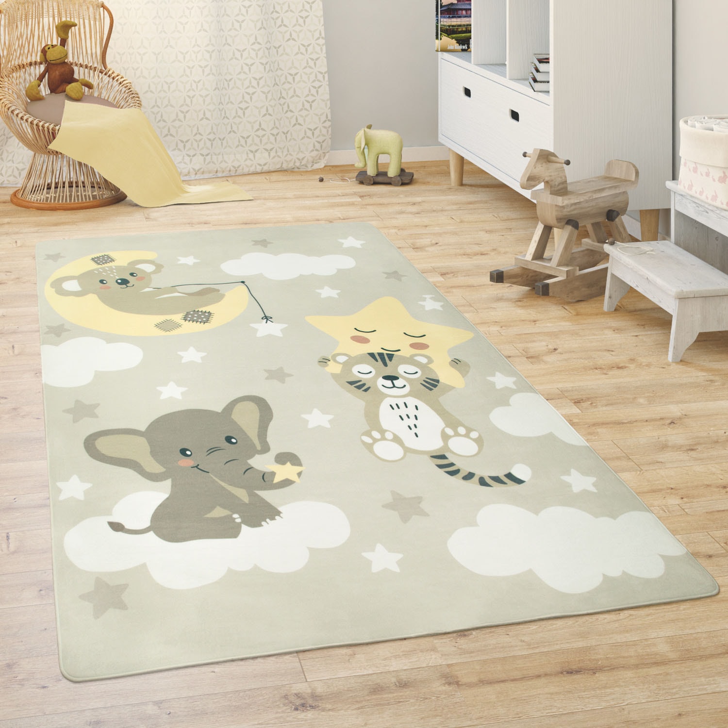 Paco Home Kinderteppich »Chicos 551«, rechteckig, 2 mm Höhe, Flachgewebe, niedliches Kinder Design, Motiv Tiere, Kinderzimmer