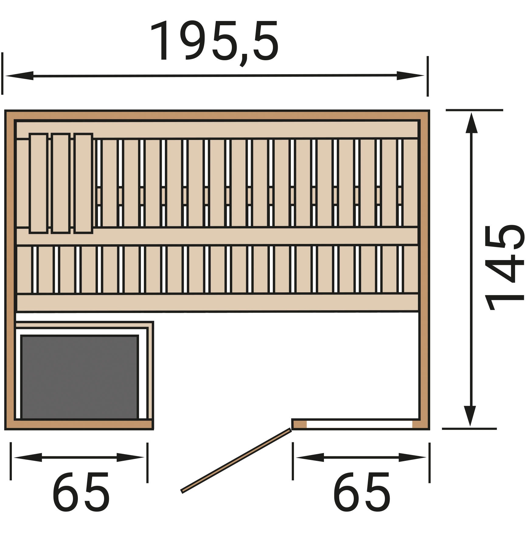 weka Sauna »Massivholzsauna BERGEN 1« Blockbohlen, Fensterelement, moderne Ganzglastür