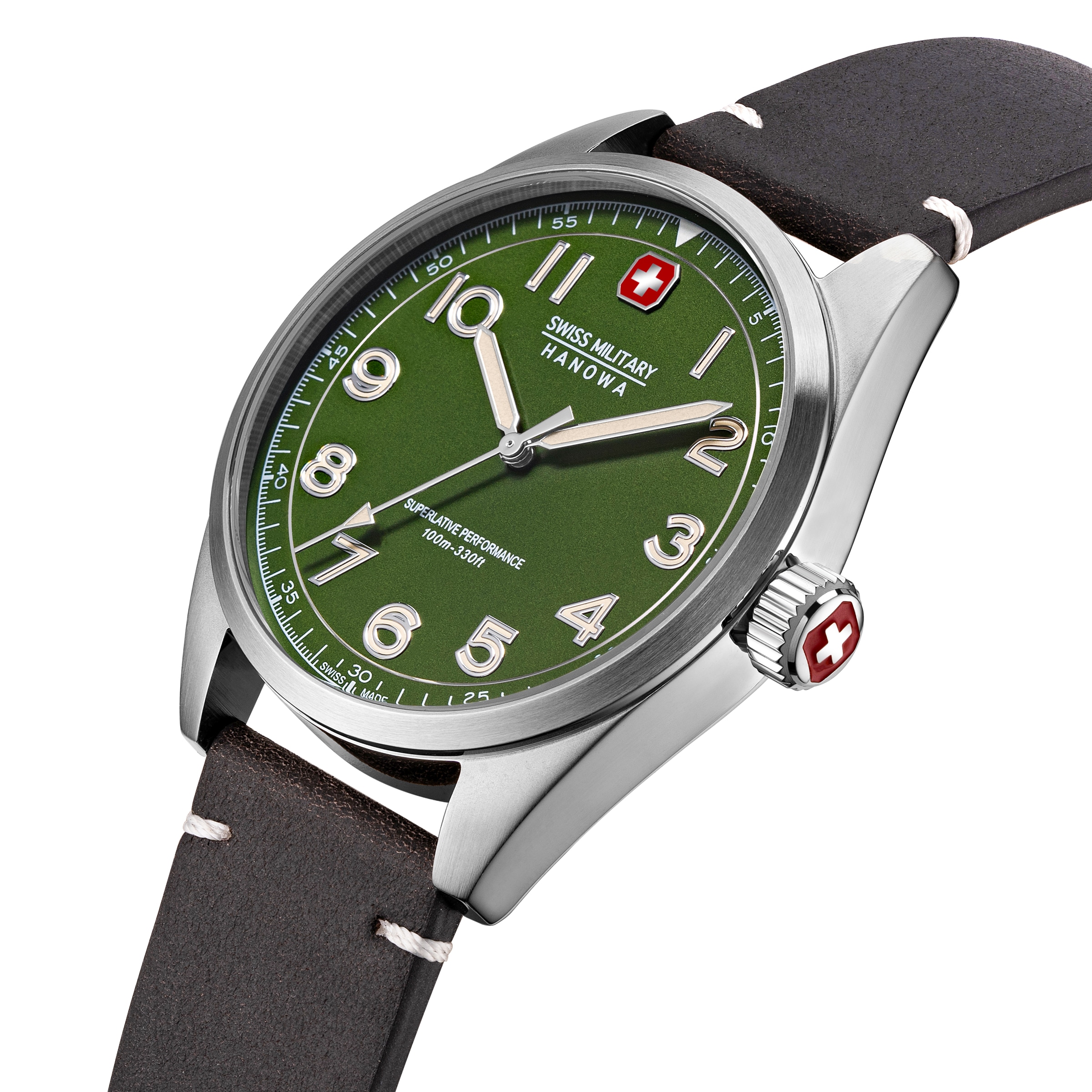 Swiss Military Hanowa Quarzuhr »Falcon« Armbanduhr, Herrenuhr, Swiss Made, Lederarmband, analog