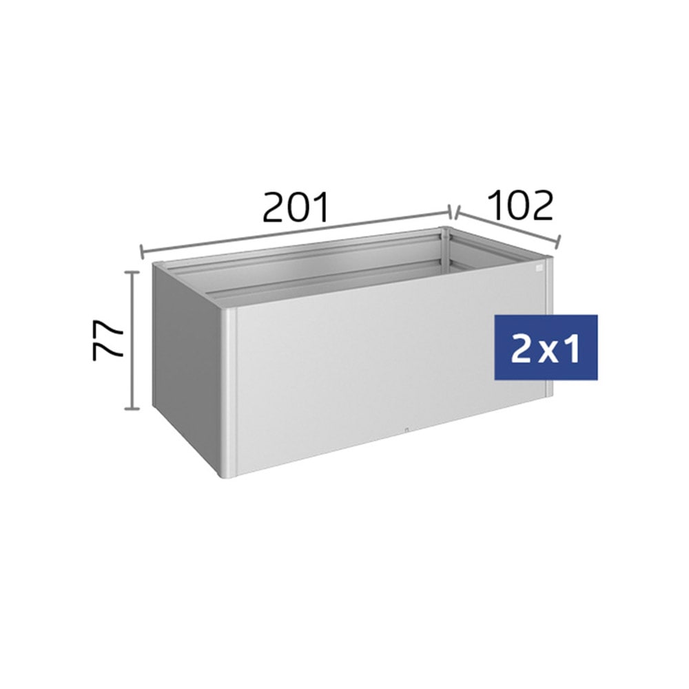 Biohort Hochbeet »2x1 silber-metallic« 201x102x77 cm, extrem langlebig, aus Metall