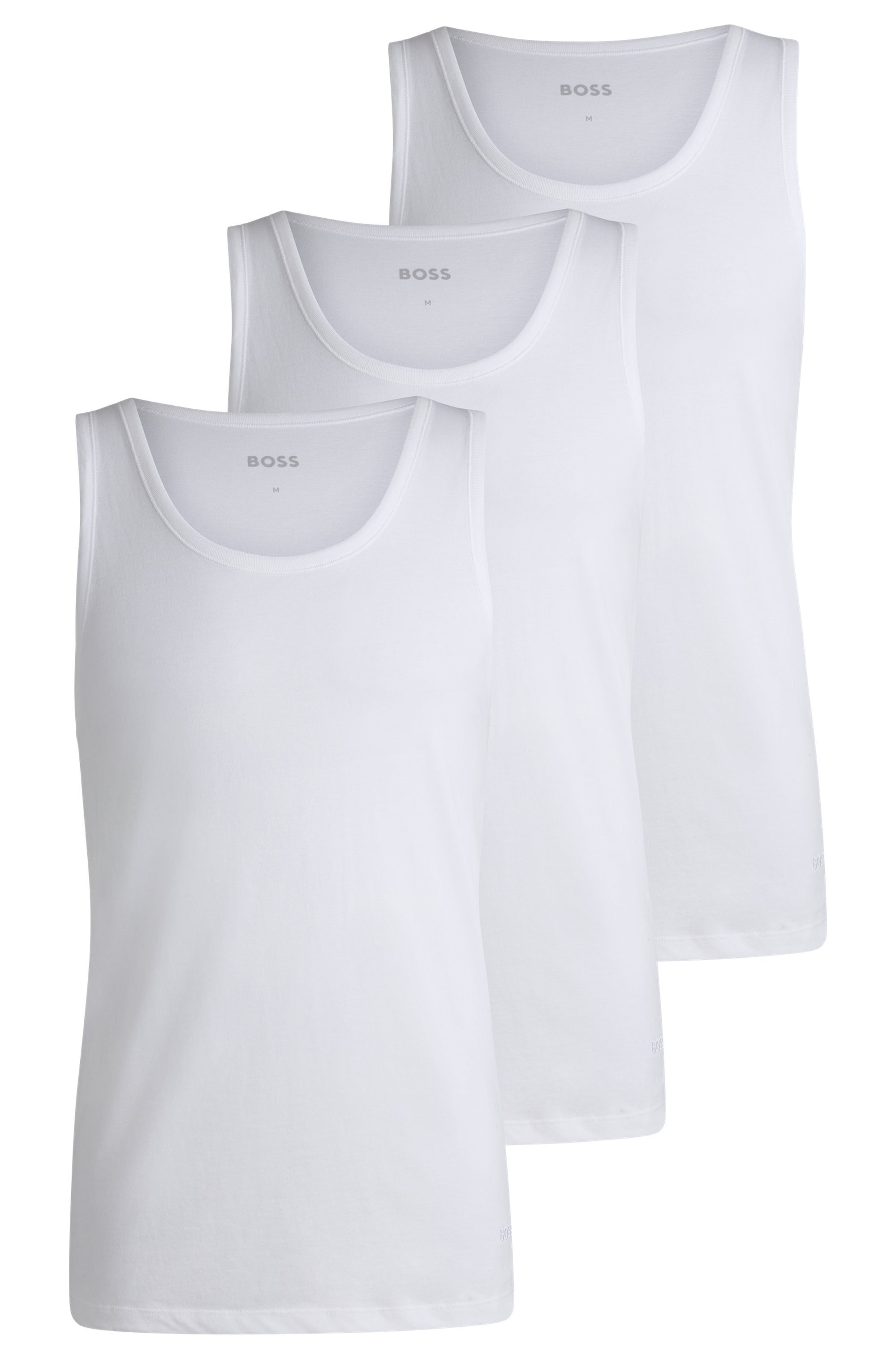 BOSS Unterhemd »Tank Top 3P CO«, (Packung, 3 St.), mit Rippbündchen