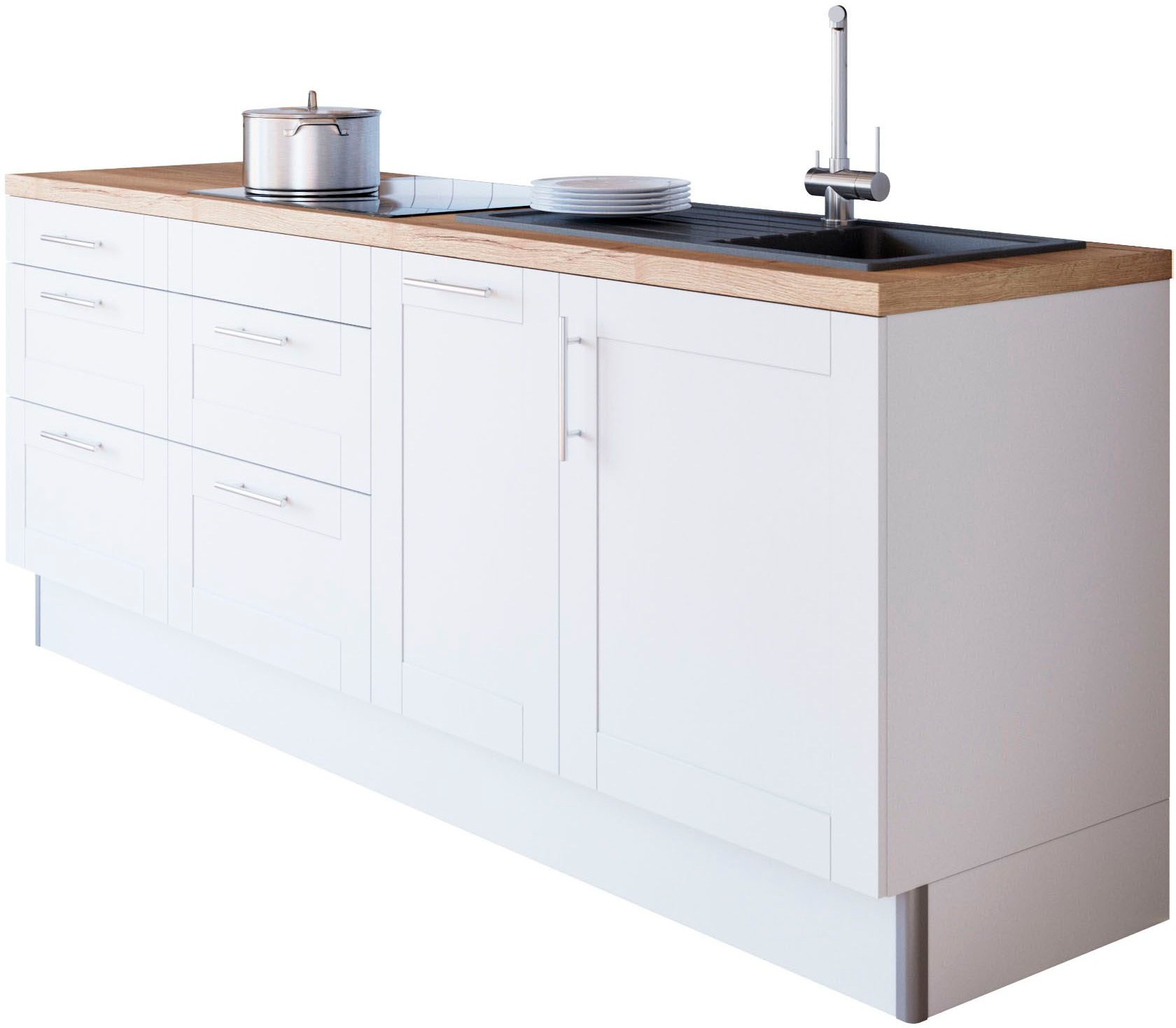 OPTIFIT Küche »Ahus«, Breite 225 cm, wahlw. Mit E-Geräten, Soft Close Funktion, MDF Fronten