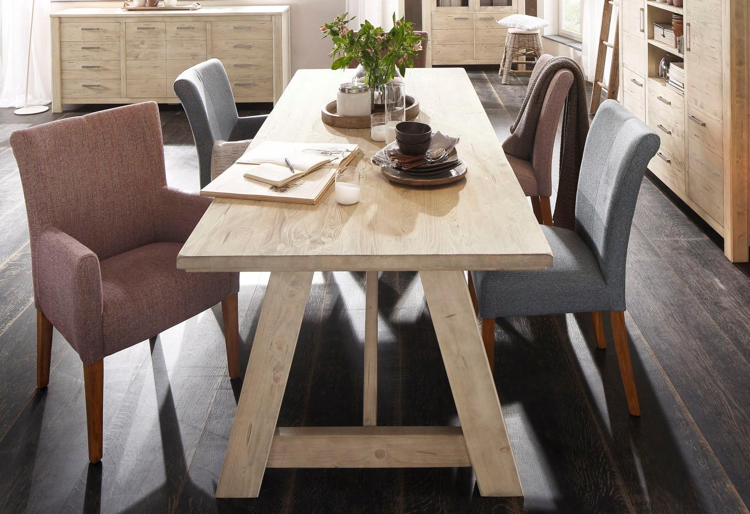 Home affaire Esszimmerstuhl »Queen Polsterstuhl BESTSELLER«, (Set), 6 St., Webstoff, verschiedene Bezüge, Gestell Massivholz