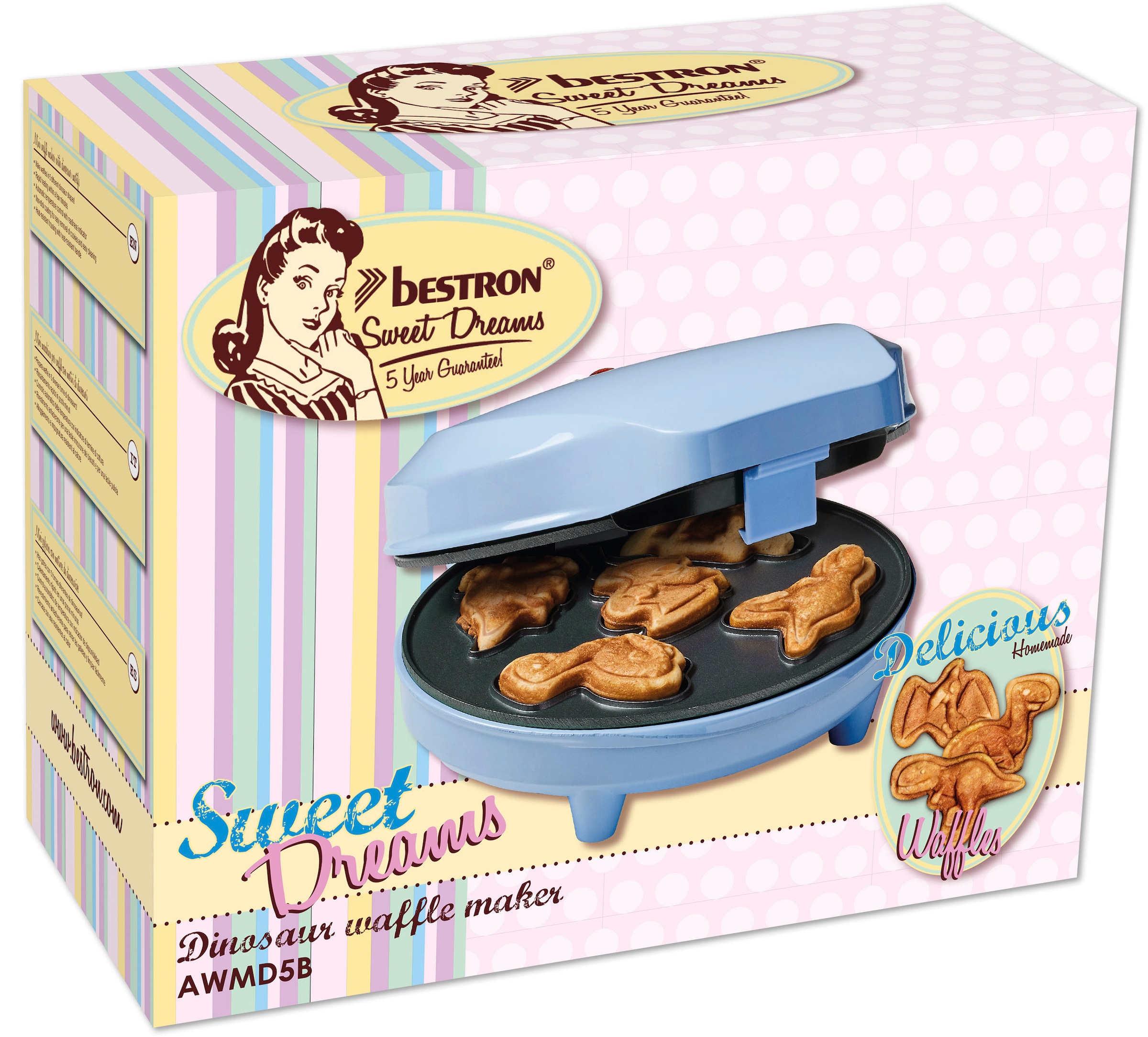bestron Waffeleisen »AWMD5B«, 700 W, Babyblau