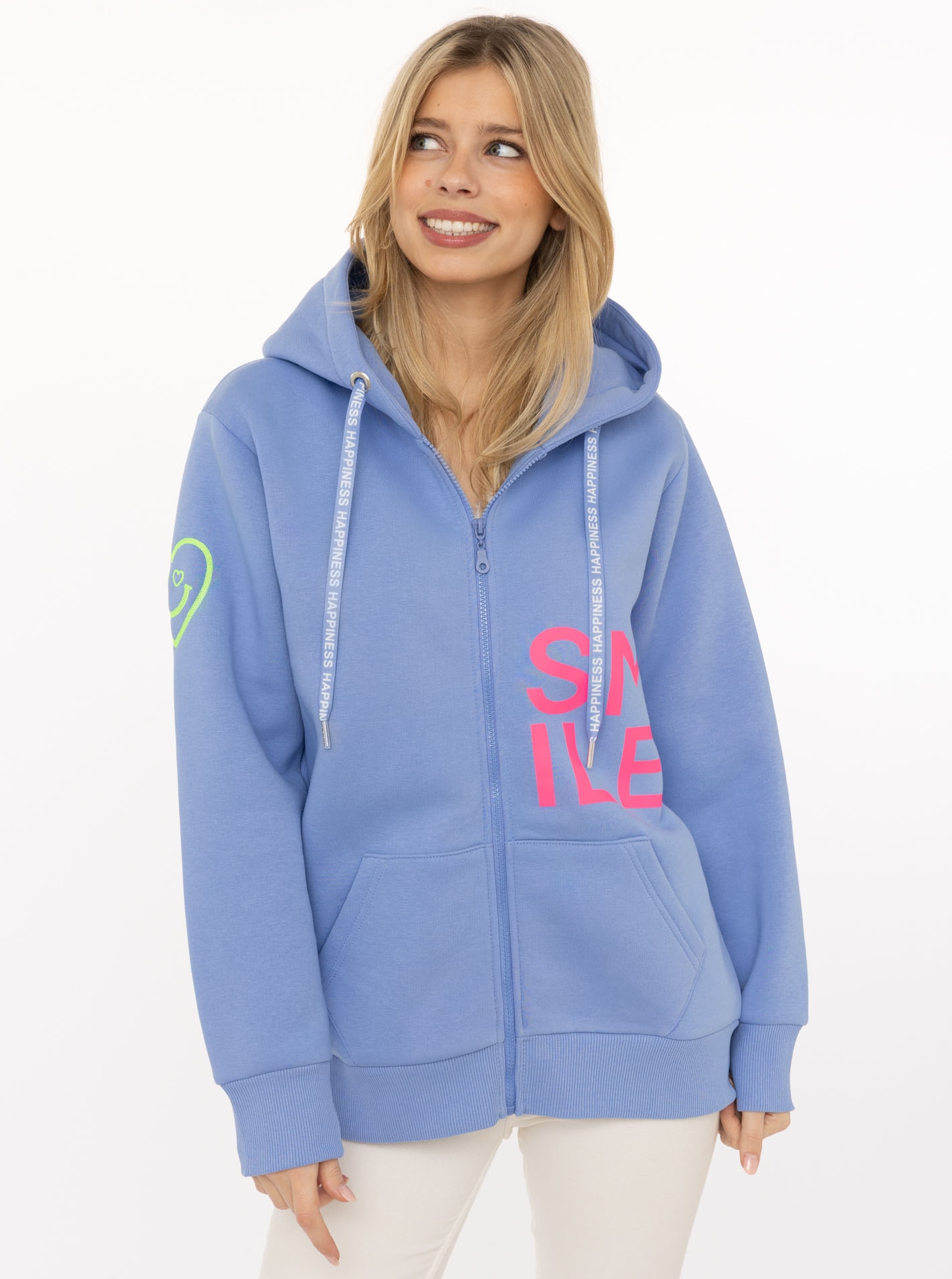 Zwillingsherz Kapuzensweatjacke »"Alissa"« mit SMILE, gesticktem Herz am Arm und Reißverschluss