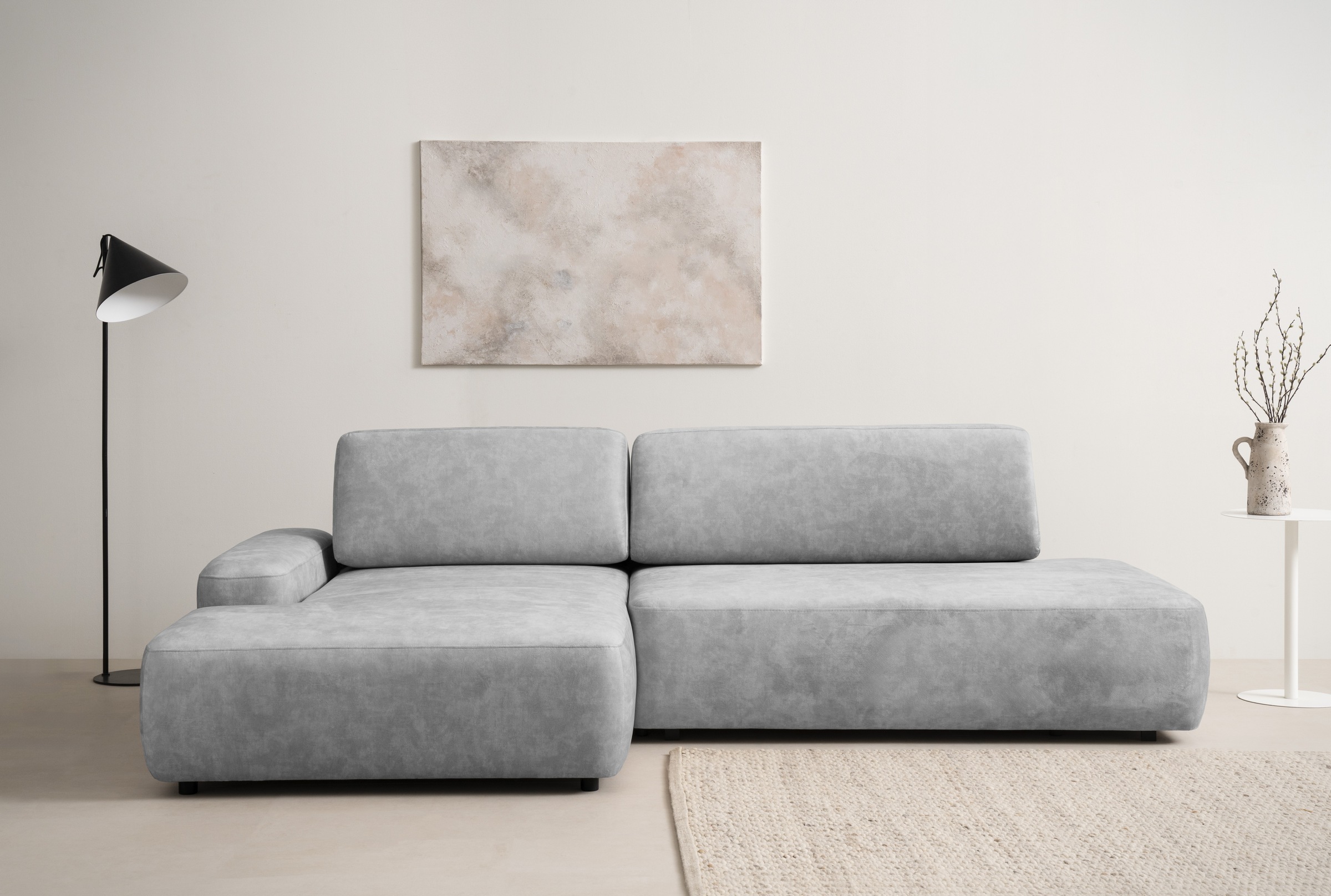 INOSIGN Ecksofa »TORGE, Schlafsofa Cord, Samtvelours u. Strukur fein, Couch in L-Form«, Schlaffunktion und Bettkasten, Liegefläche: 210x125 cm, neues Design
