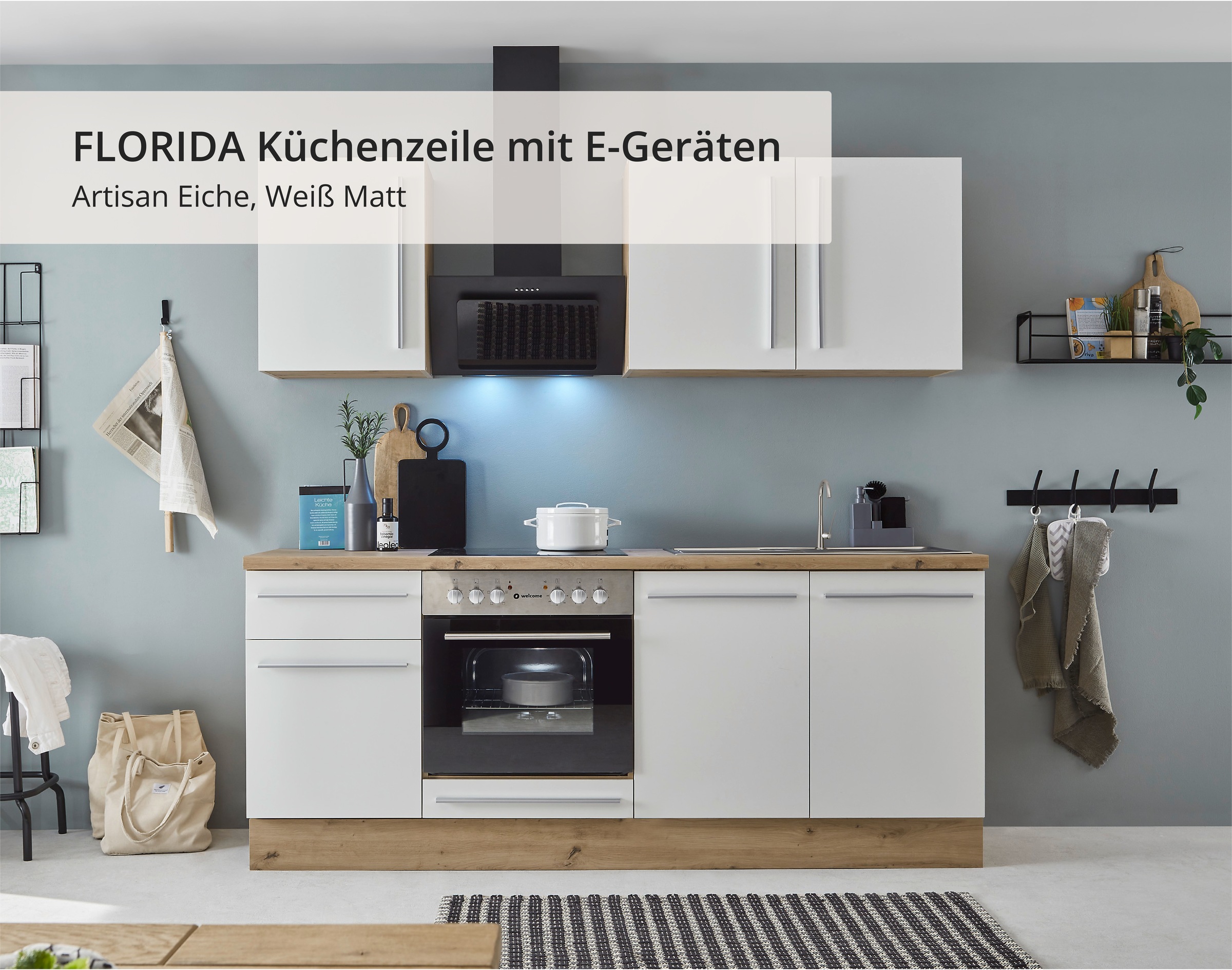 KOCHSTATION Küchenzeile »KS-Florida« mit 38mm starker Arbeitsplatte, wahlweise mit E-Geräten/Einbauspüle