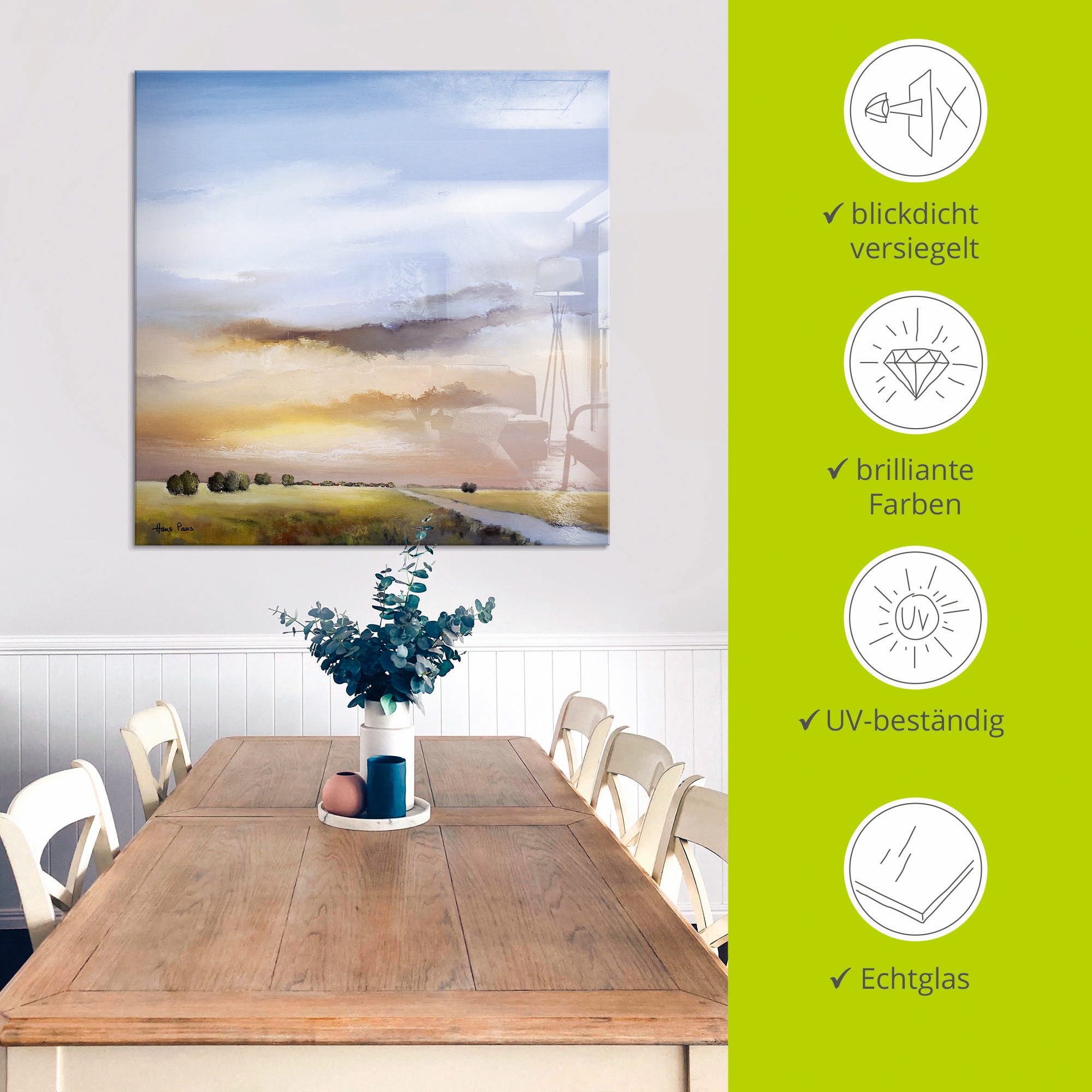 Artland Glasbild »Landschaft III«, Himmel, (1 St.), in verschiedenen Größen