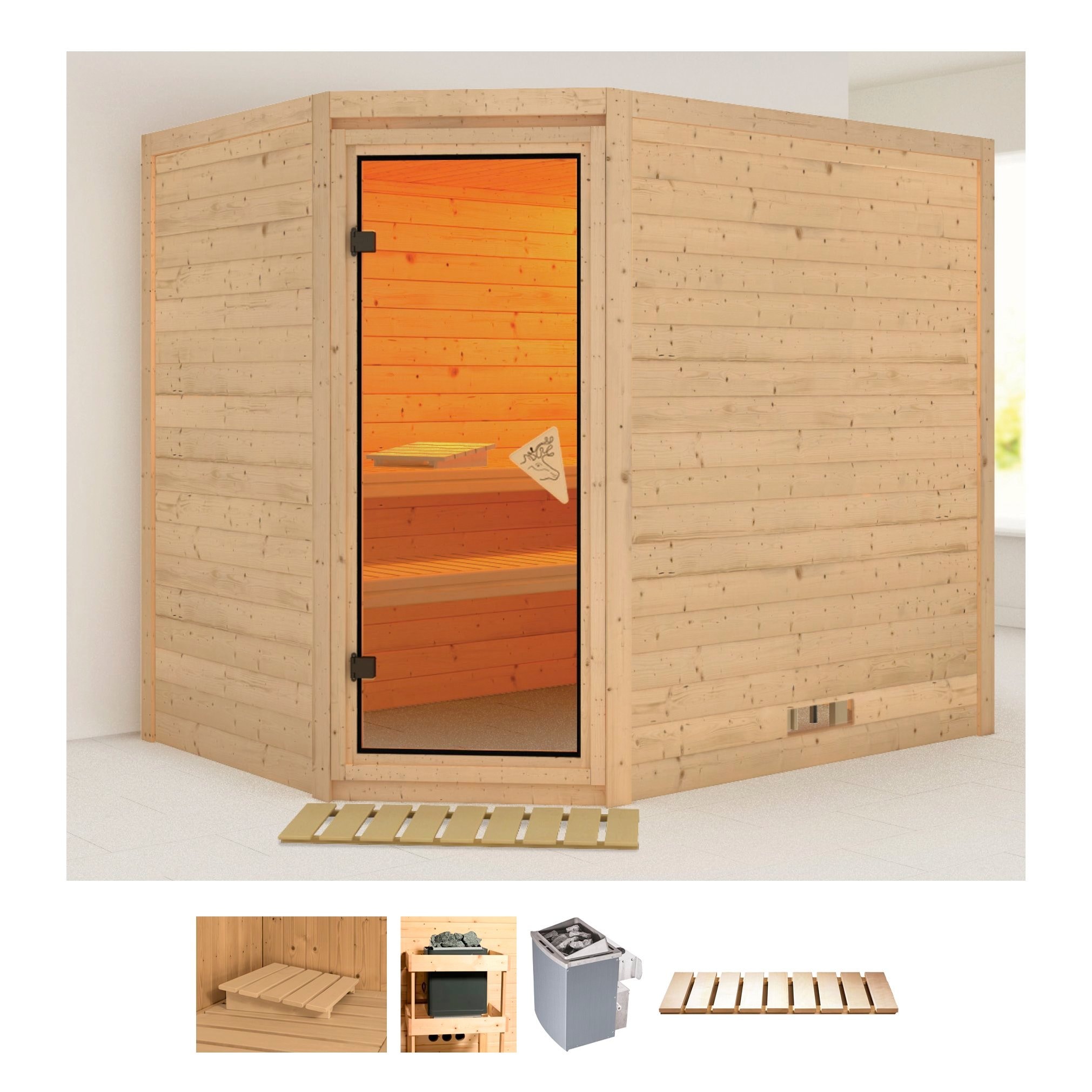 Karibu Sauna »Talida«, (Set), 9-kW-Ofen mit integrierter Steuerung günstig online kaufen