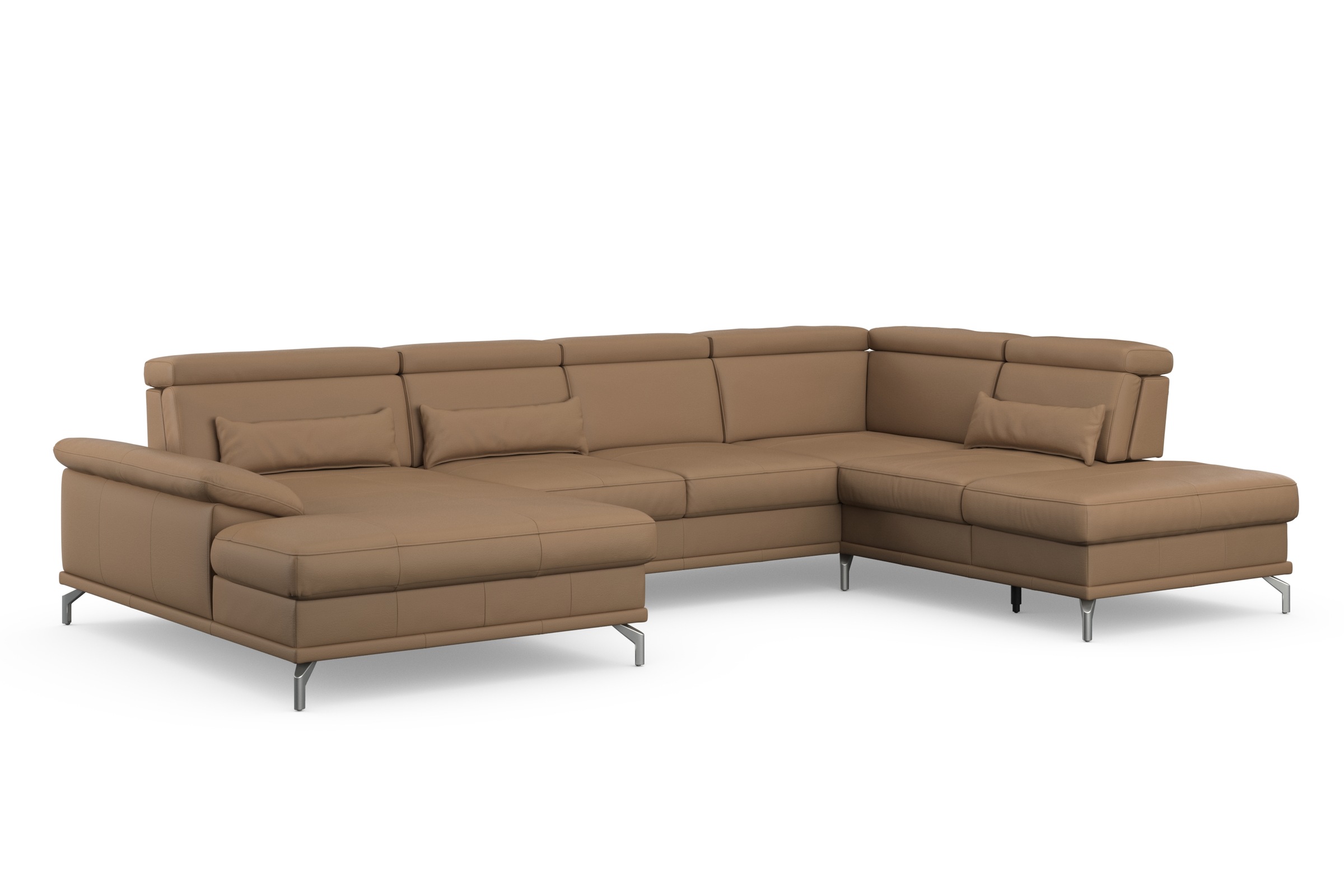 sit&more Wohnlandschaft »Cabrio U-Form, mit Sitztiefenverstellung, Arm- und Kopfteilverstellung«, 3 Nierenkissen, Federkern, optional Bettfunktion und Stauraum