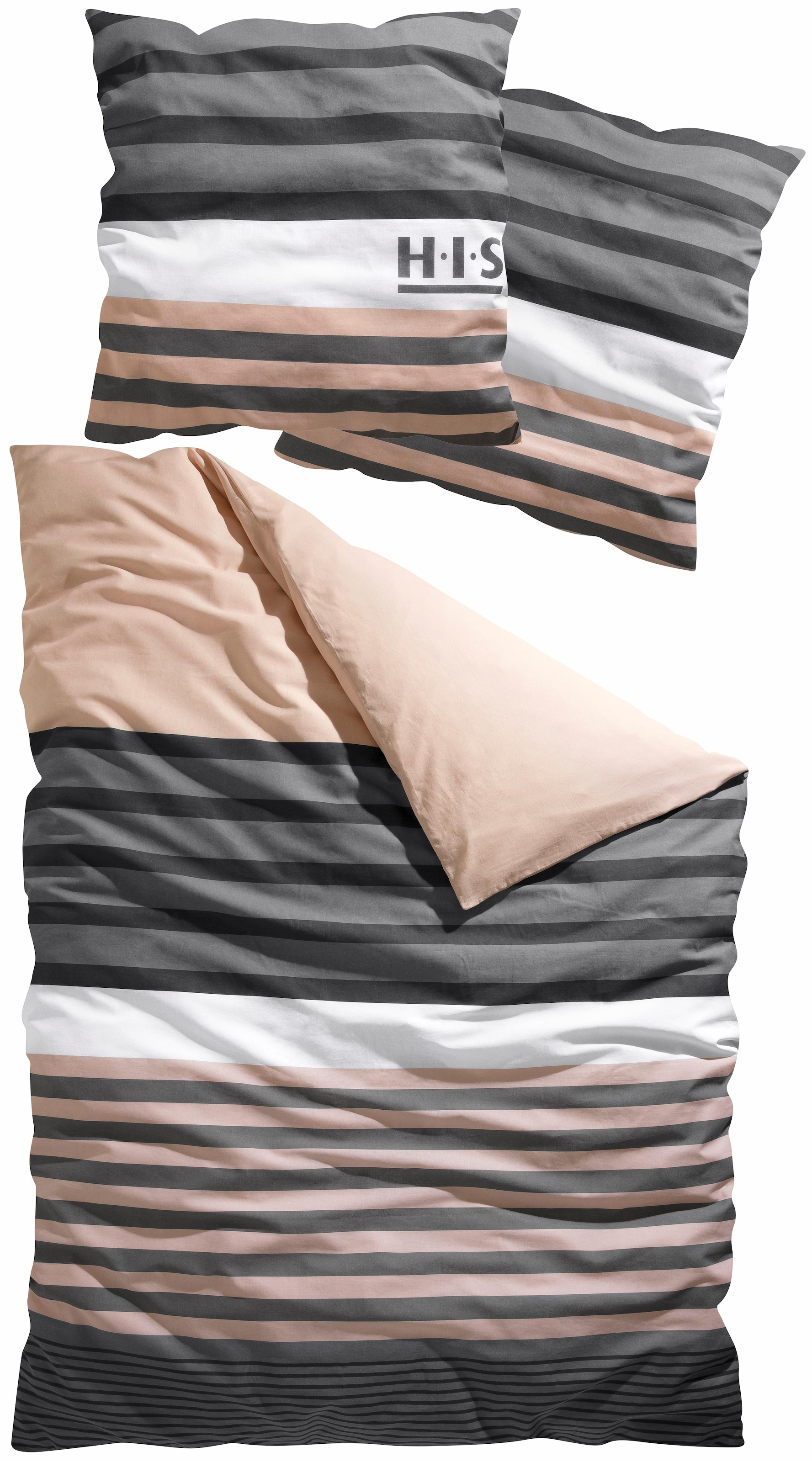 H.I.S Bettwäsche »Majoran«, im Streifen Design, 100% Baumwolle, Bettwäsche in Größe 135x200, 155x220 und 200x200 cm, Bettwäsche-Set in Linon oder Biber-Qualität. Mit Knöpfen