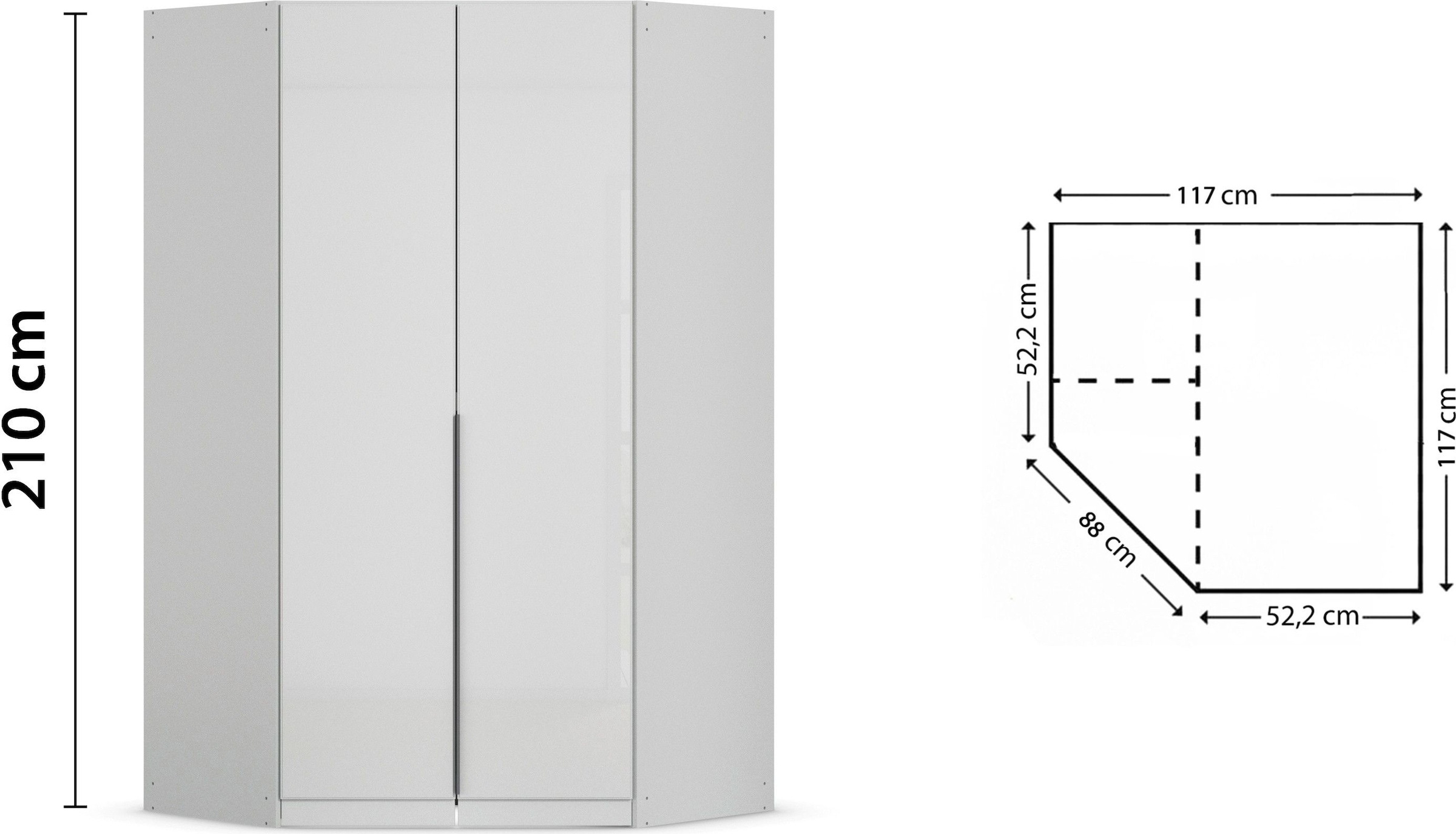 rauch Eckkleiderschrank »Kleiderschrank Schrank Ankleidezimmer Schlafzimmer Garderobe AGORDO«, (in zwei Griff-Farben), mit Glastüren, voll ausgestattet mit viel Stauraum MADE IN GERMANY