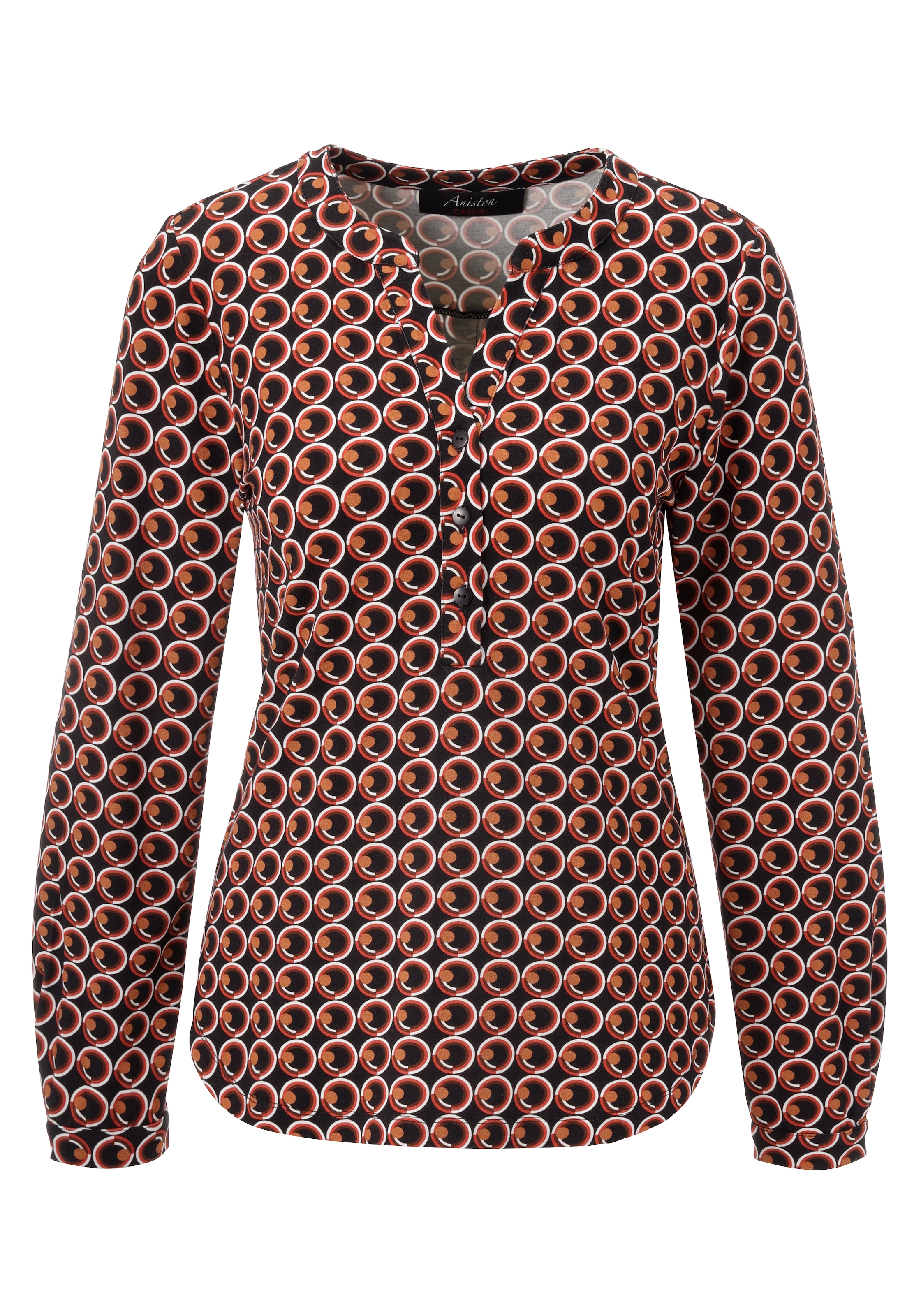 Aniston CASUAL Schlupfbluse, mit ausdrucksvollem Retro-Druck - NEUE KOLLEKTION