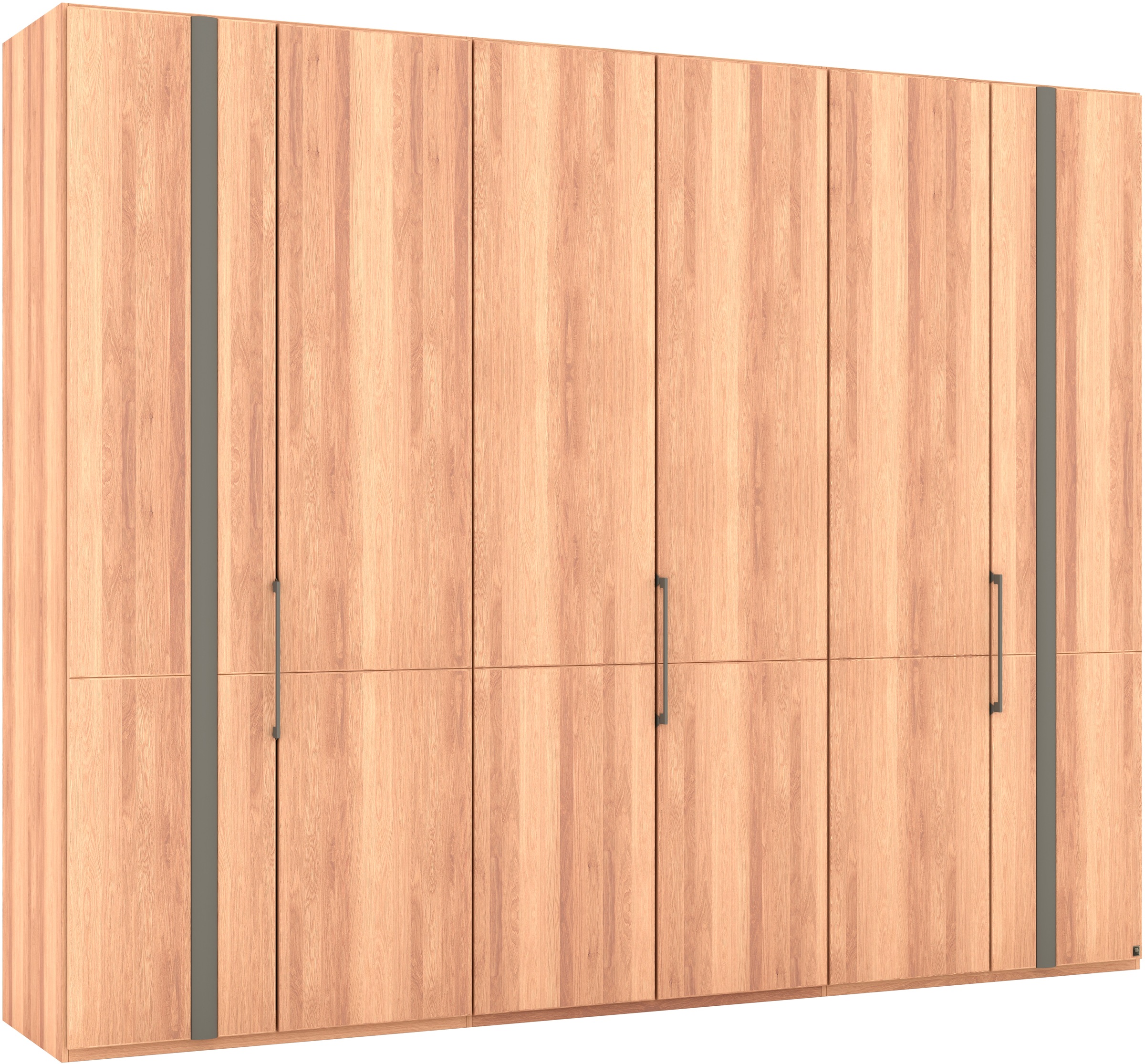 Musterring Drehtürenschrank »Sorrent, Kleiderschrank«, (mit Türdämpfern, in 5 Breiten & 2 Höhen, extra Böden, MADE IN GERMANY), Türen in Eiche massiv mit Absetzung in Schiefer, verschiedene Maße