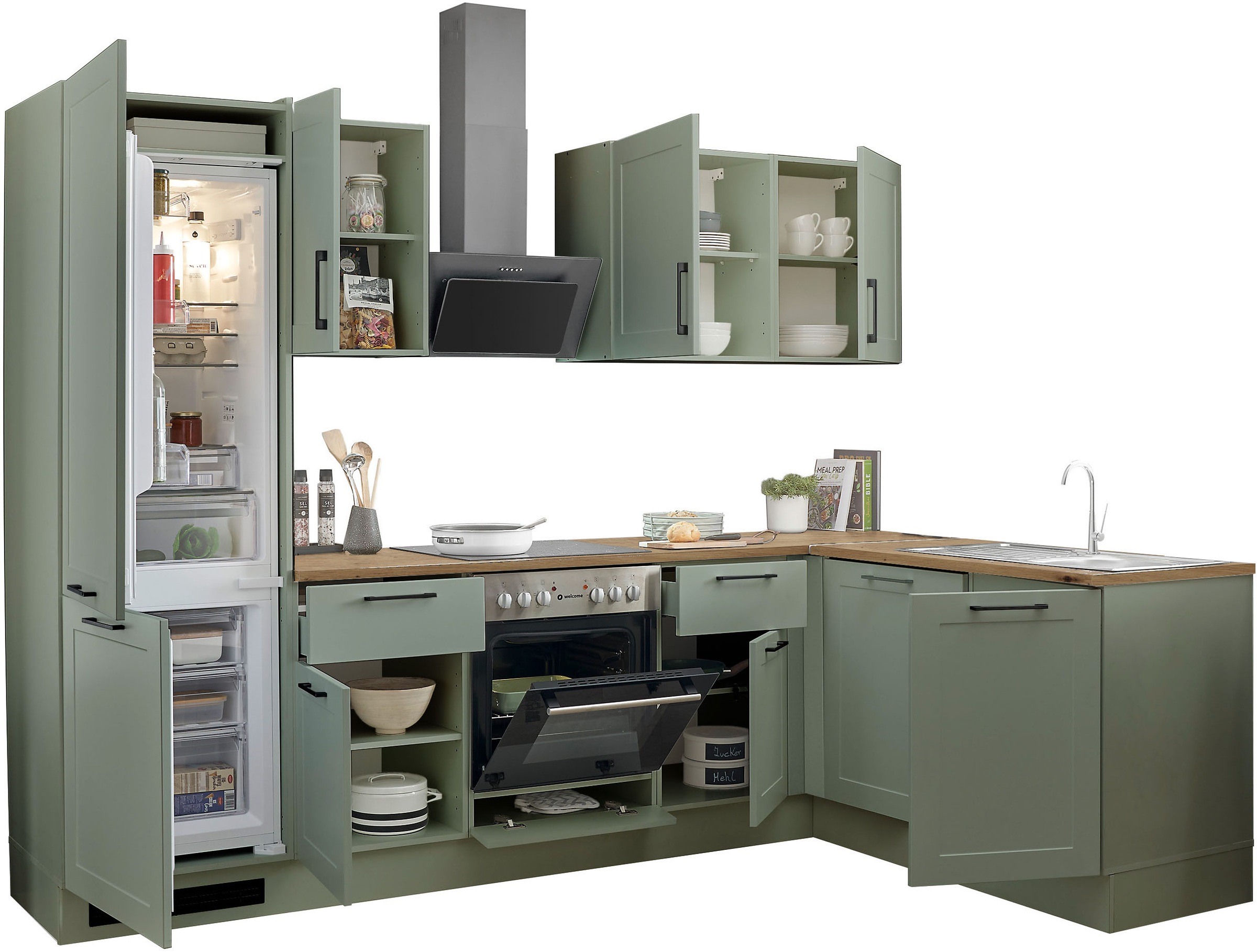 BASIC by Balculina Winkelküche »Marsi«, Stellmaße 280x175 cm, wahlweise mit E-Geräten, mit Soft-Close-Funktion