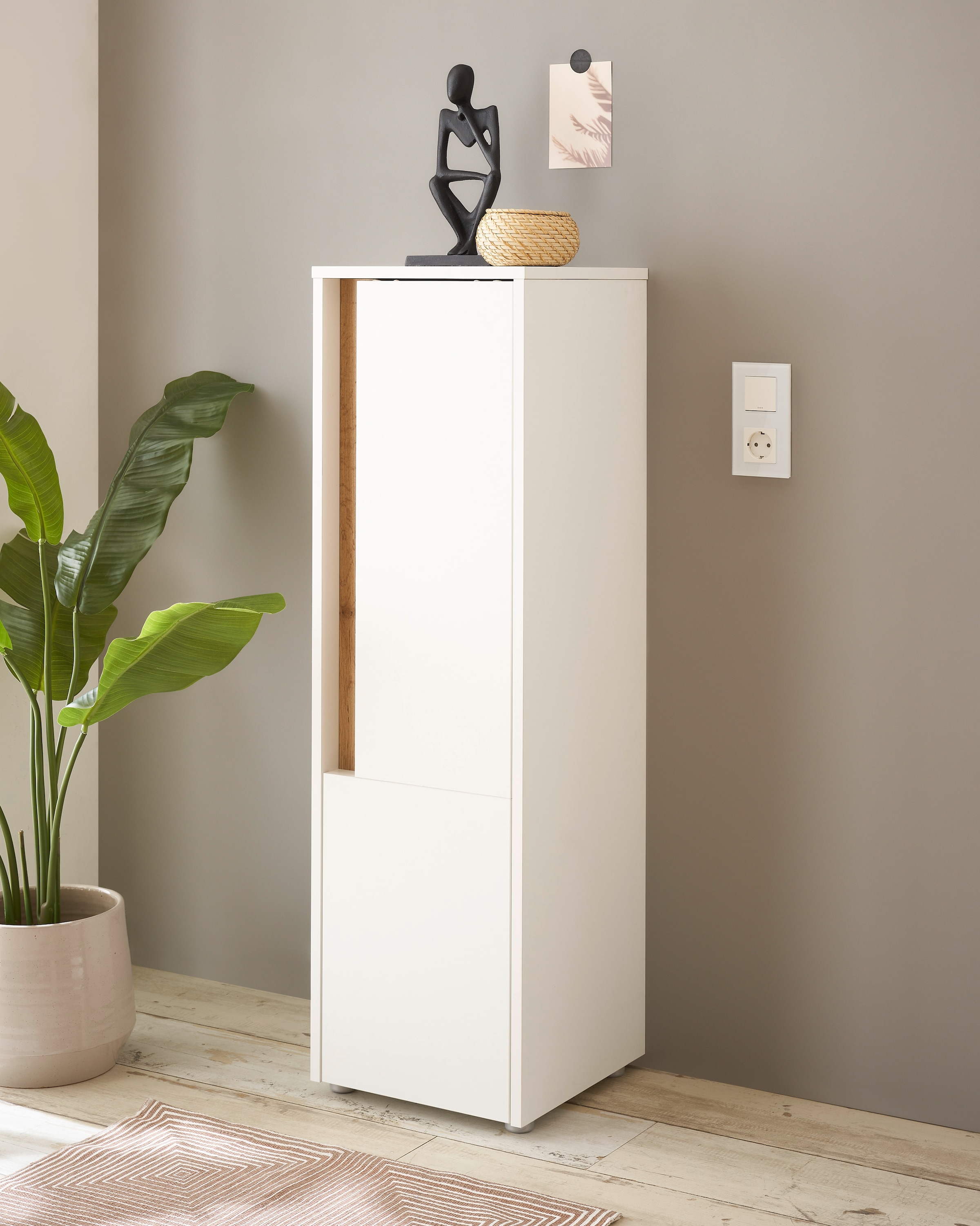 INOSIGN Midischrank »CITY/GIRON, Badschrank mit Griffmulde, Hochschrank in zeitlosem Design«, in den Farben Weiß und Anthrazit verfügbar, viel Stauraum