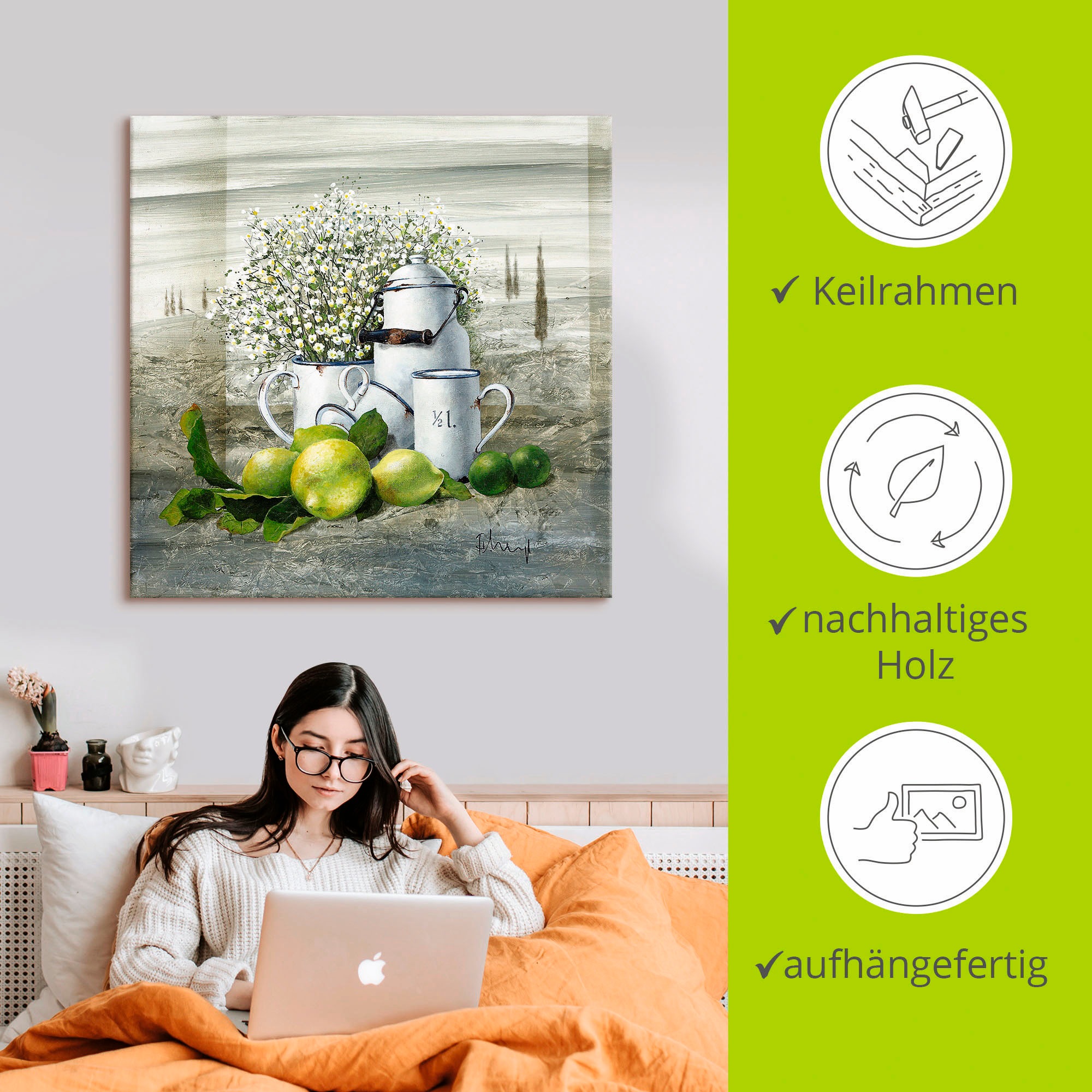 Artland Wandbild »Stillleben mit Milchkanne«, Arrangements, (1 St.), als Leinwandbild, Poster, Wandaufkleber in verschied. Größen