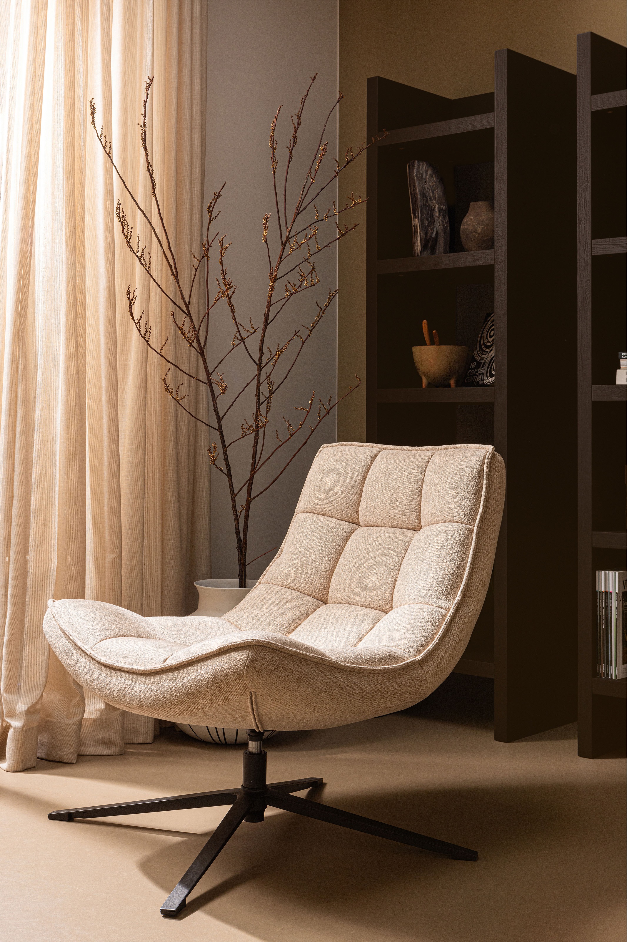 WOOOD Drehsessel »Maudi«, Metallgestell, gepolstert mit gewebtem Stoff, H 84 cm x B 74 cm