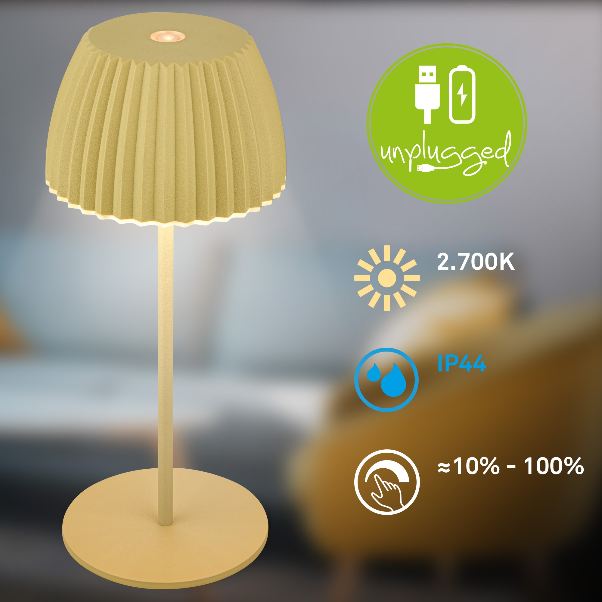 Briloner Leuchten LED Tischleuchte »Akku LED Tischleuchte, mini, grün«