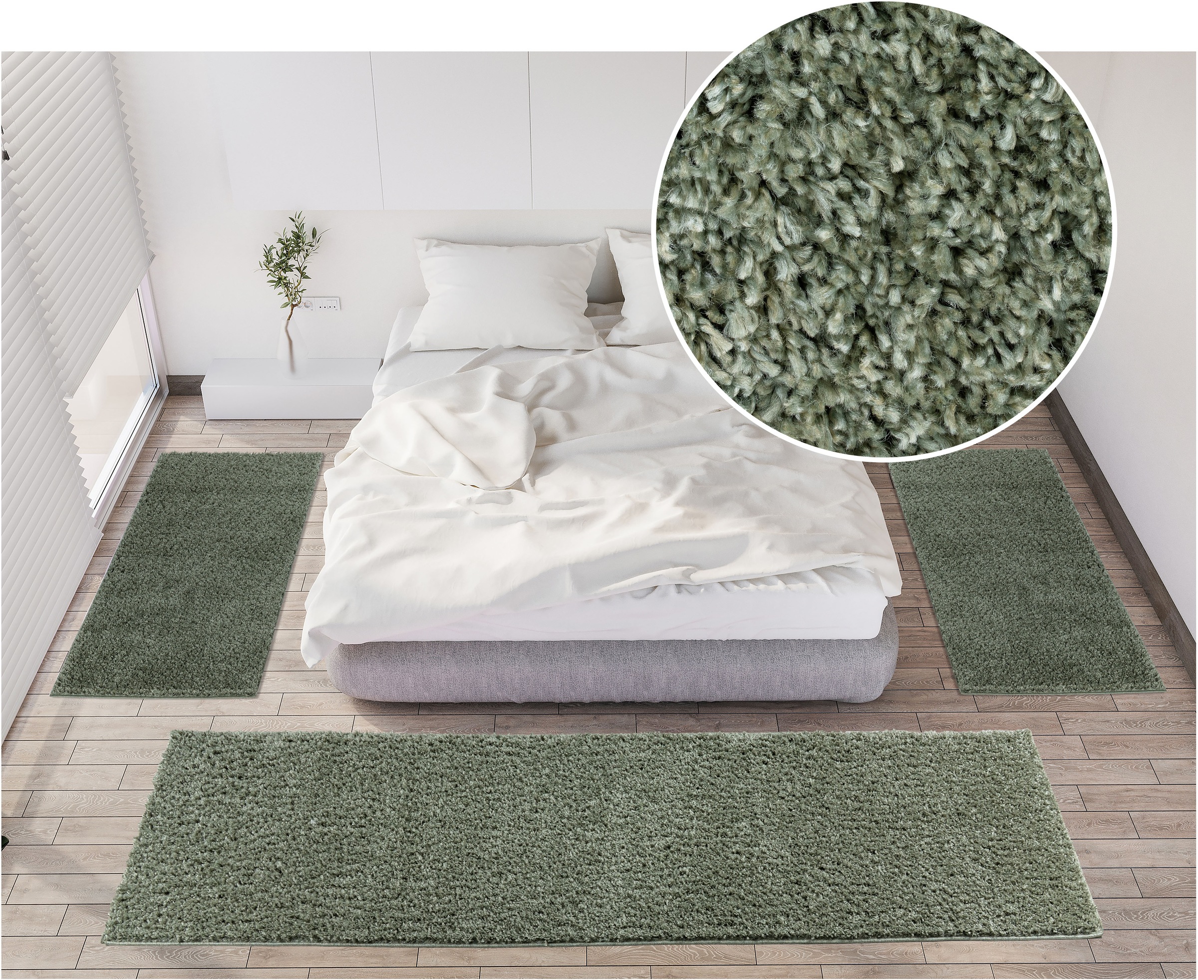 Bruno Banani Bettumrandung »Shaggy Soft« Höhe 30 mm 3 Stk. tlg. gewebt, Uni günstig online kaufen