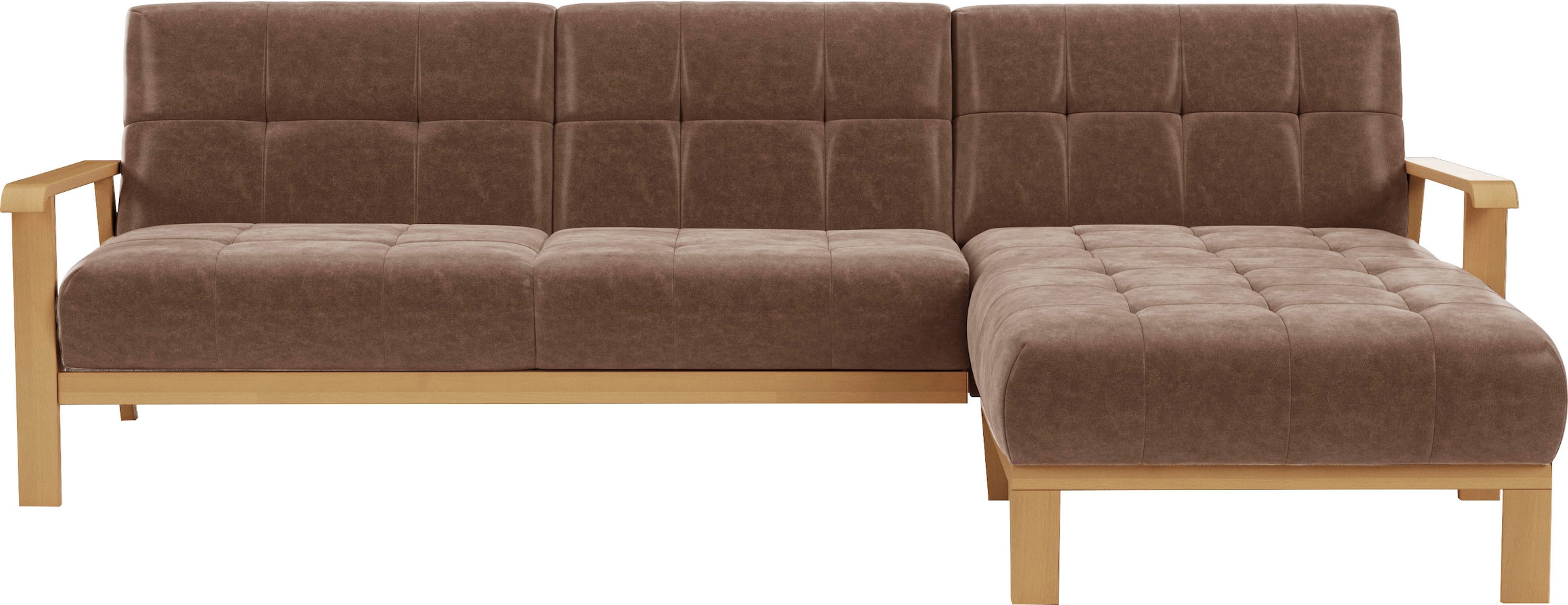 sit&more Ecksofa "Billund L-Form", Armlehnen aus eichefarbigem Buchenholz, günstig online kaufen