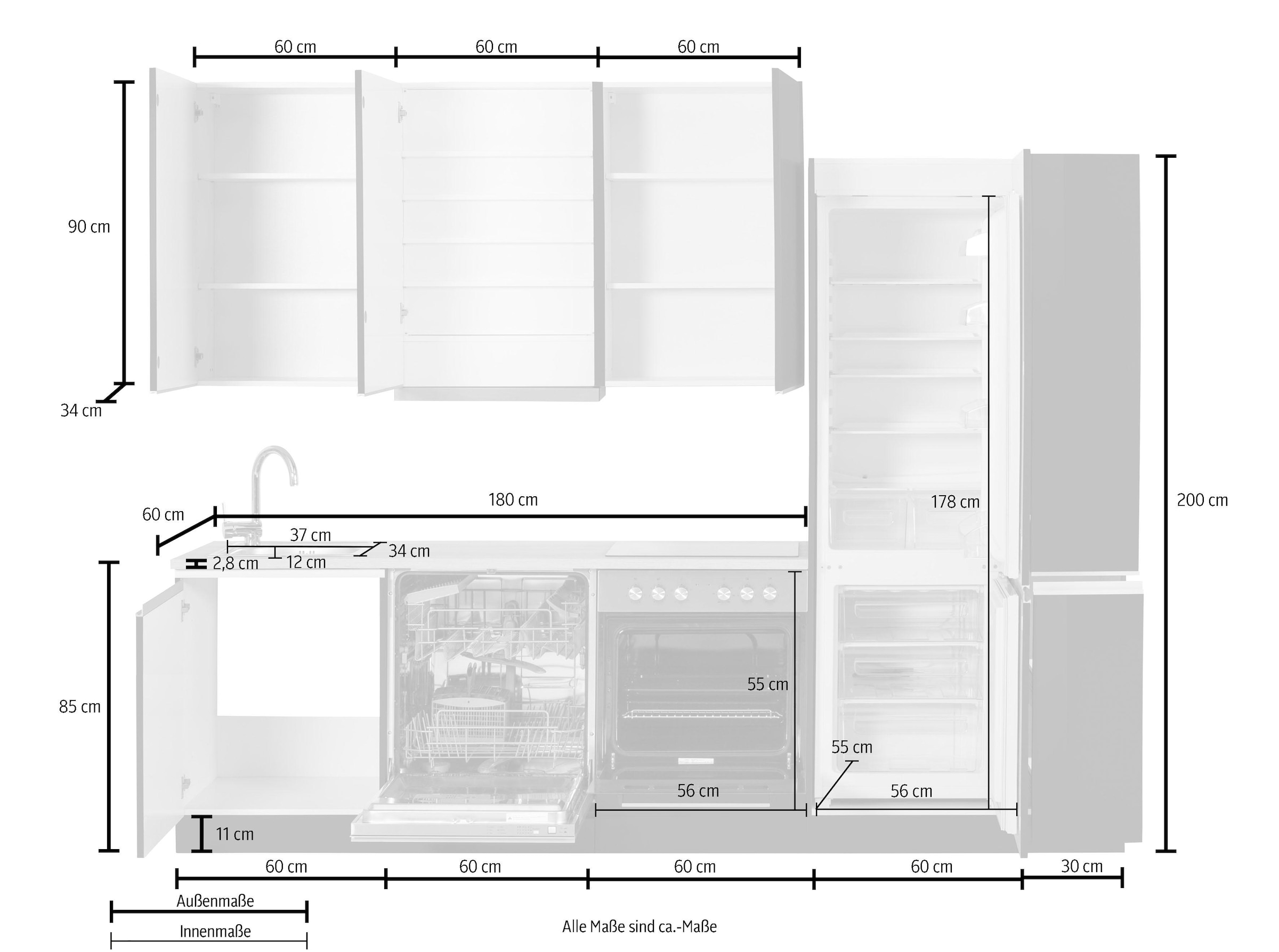KOCHSTATION Küchenzeile »KS-Ohio«, mit E-Geräten, Breite 270 cm