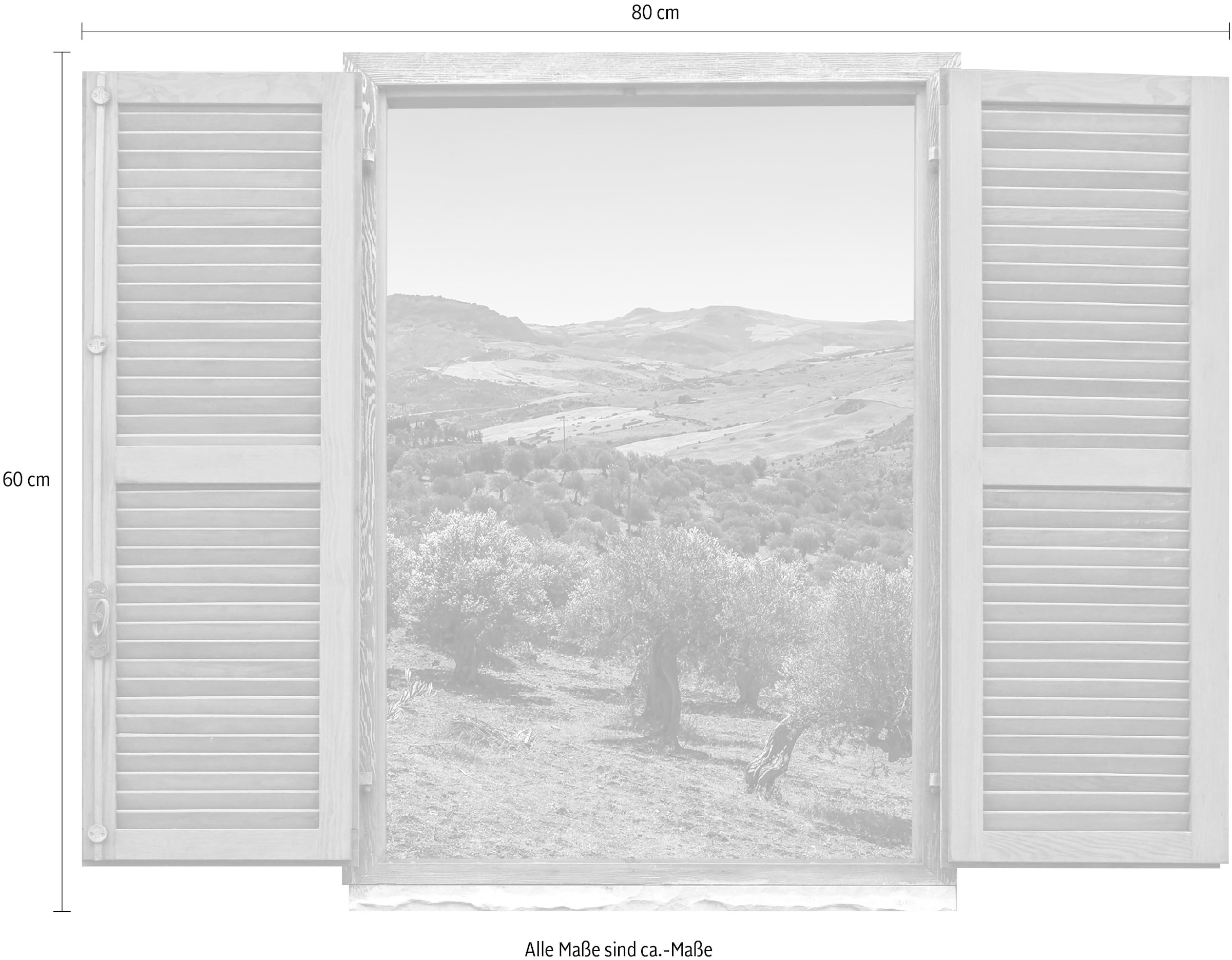 queence Wandtattoo »Landschaft von Olivenbäu«, (1 St.), Wandsticker, Wandbild, selbstklebend, 3D, Fenster