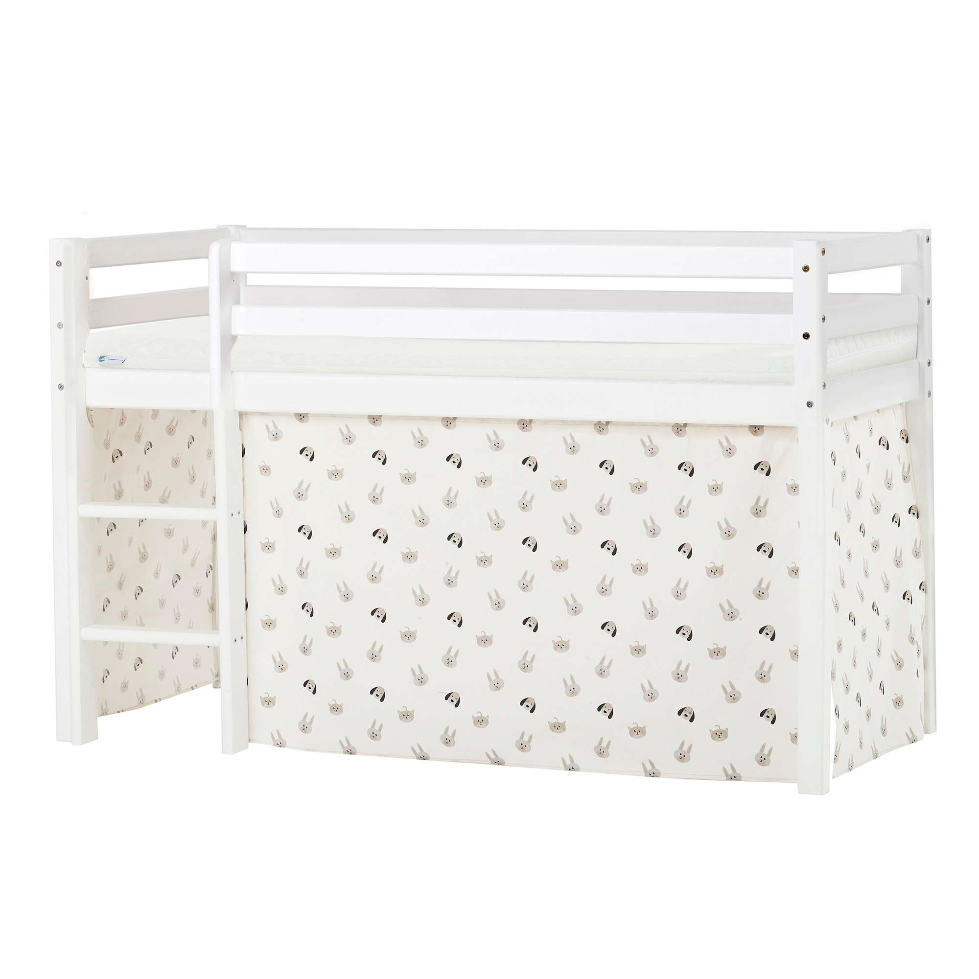 Hoppekids Hochbett »ECO Dream, Kinderbett, Spielbett, Halbhohes Bett aus Massivholz«, inkl. Vorhang-Set Creator, Bettgröße & Matratze wählbar