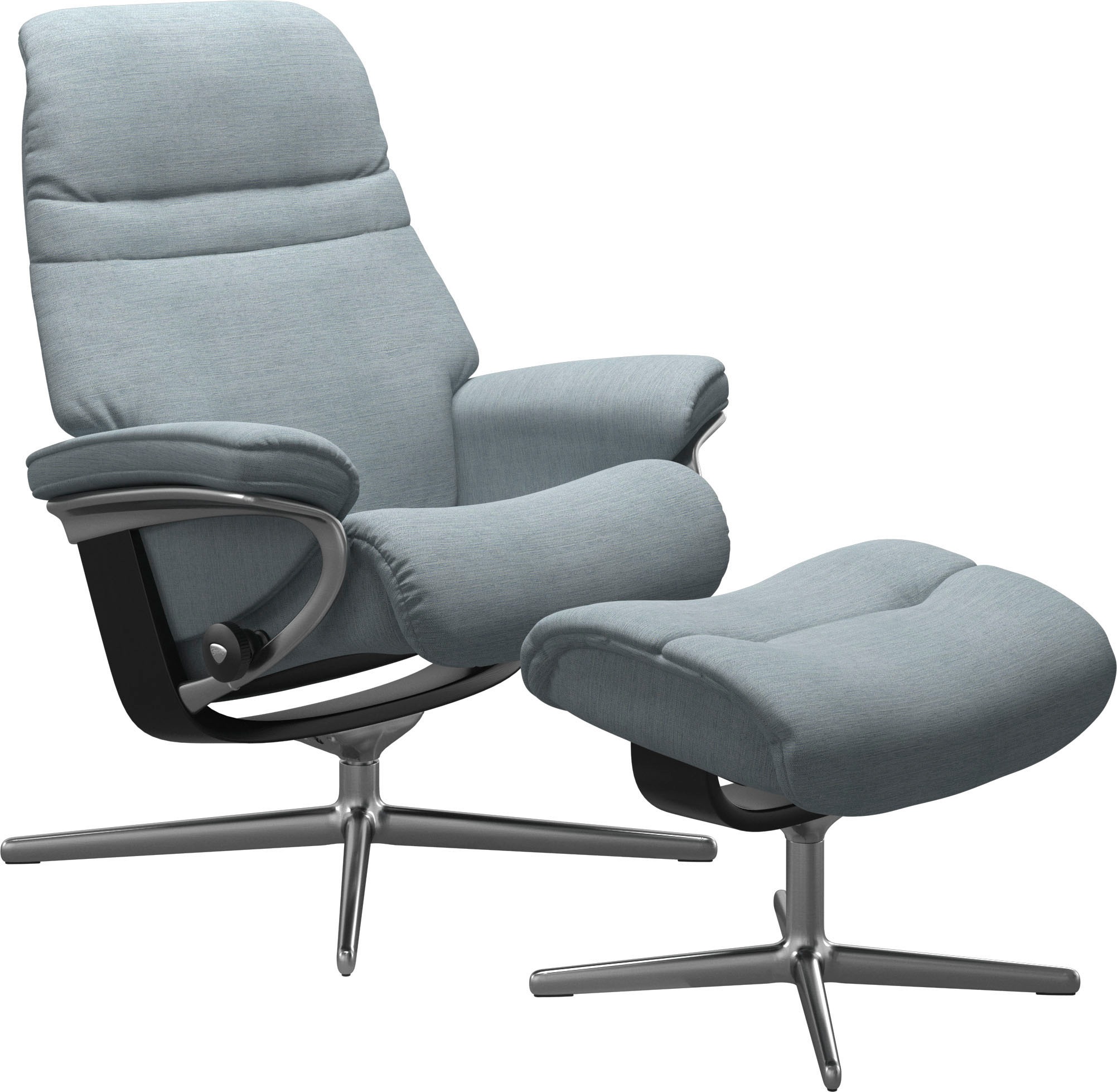 Stressless® Relaxsessel »Sunrise«, (Set, Relaxsessel mit Hocker), mit Hocker, mit Cross Base, Größe S, M & L, Holzakzent Schwarz