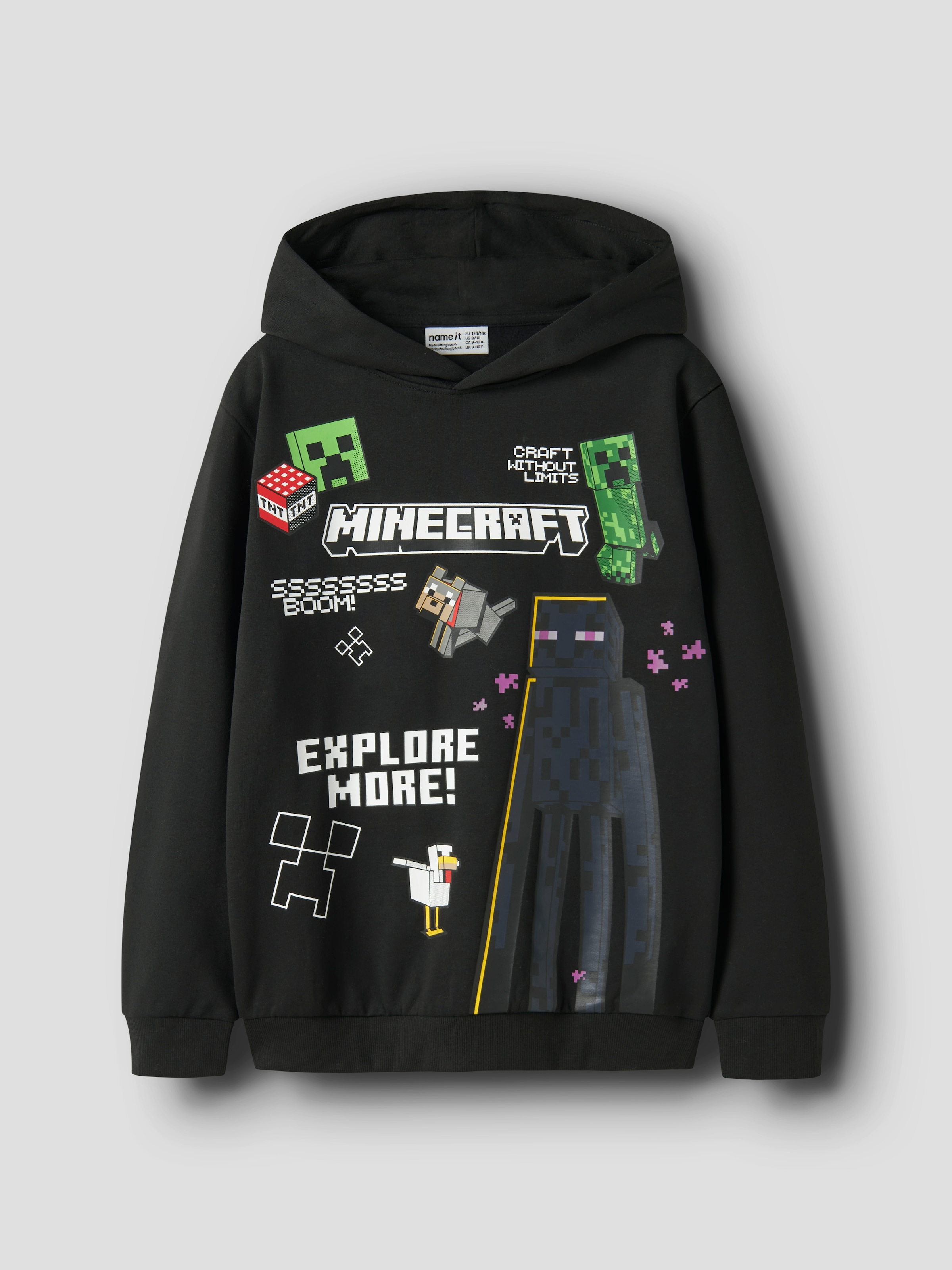 Name It Kapuzensweatshirt »NKMJU MINECRAFT NREG SWE WH NOOS BRU BFU«, Baumwollmischung, regular fit, Minecraft Druck
