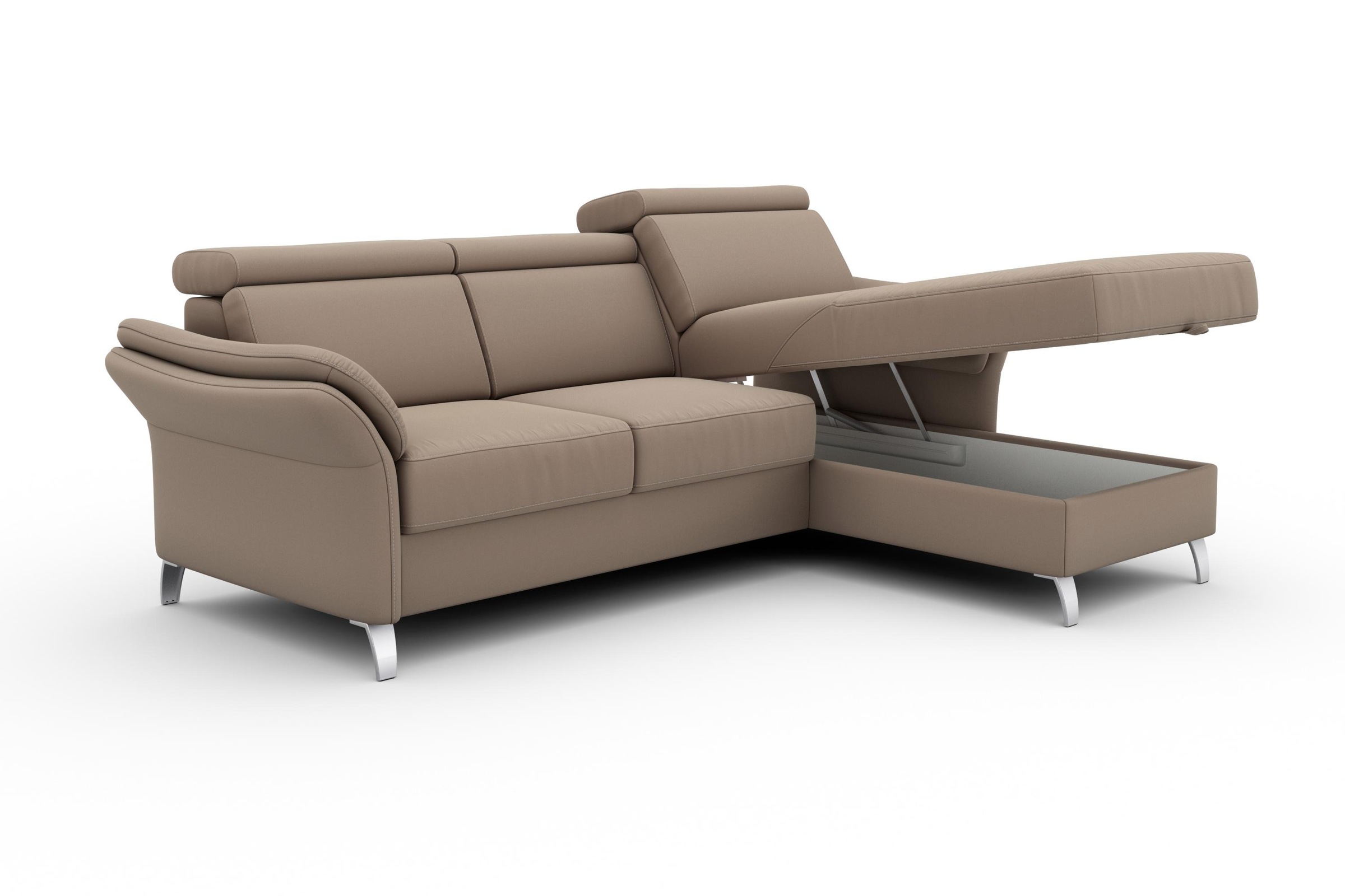 sit&more Ecksofa »Vincenzo L-Form«, inklusive Kopfteilverstellung, wahlweise mit Bettfunktion, Bettkasten