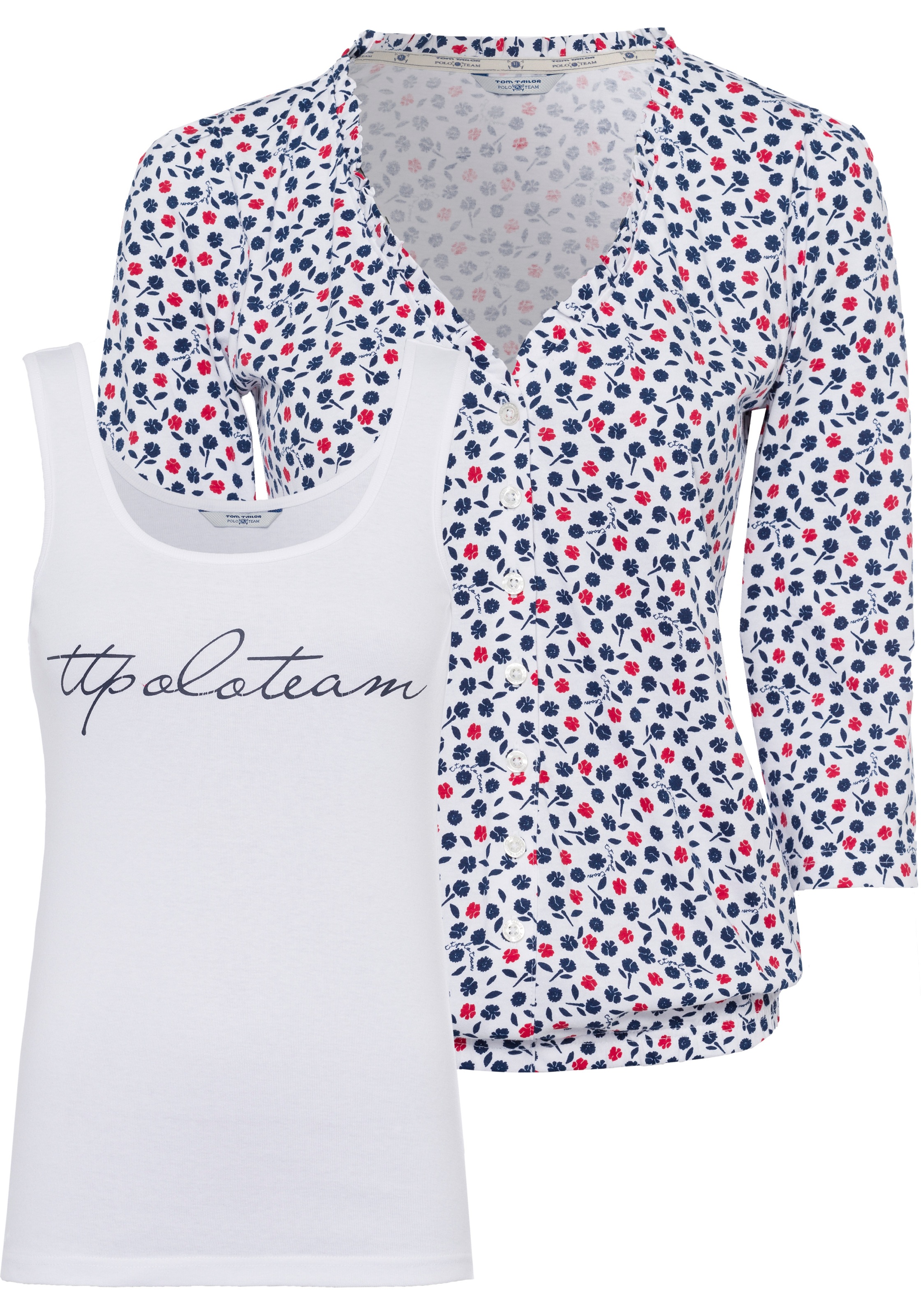 TOM TAILOR Polo Team 3/4-Arm-Shirt, (Set, 2 tlg., mit Top), mit kleinem  Muster und passendem Top zum Darunterziehen im Online-Shop bestellen
