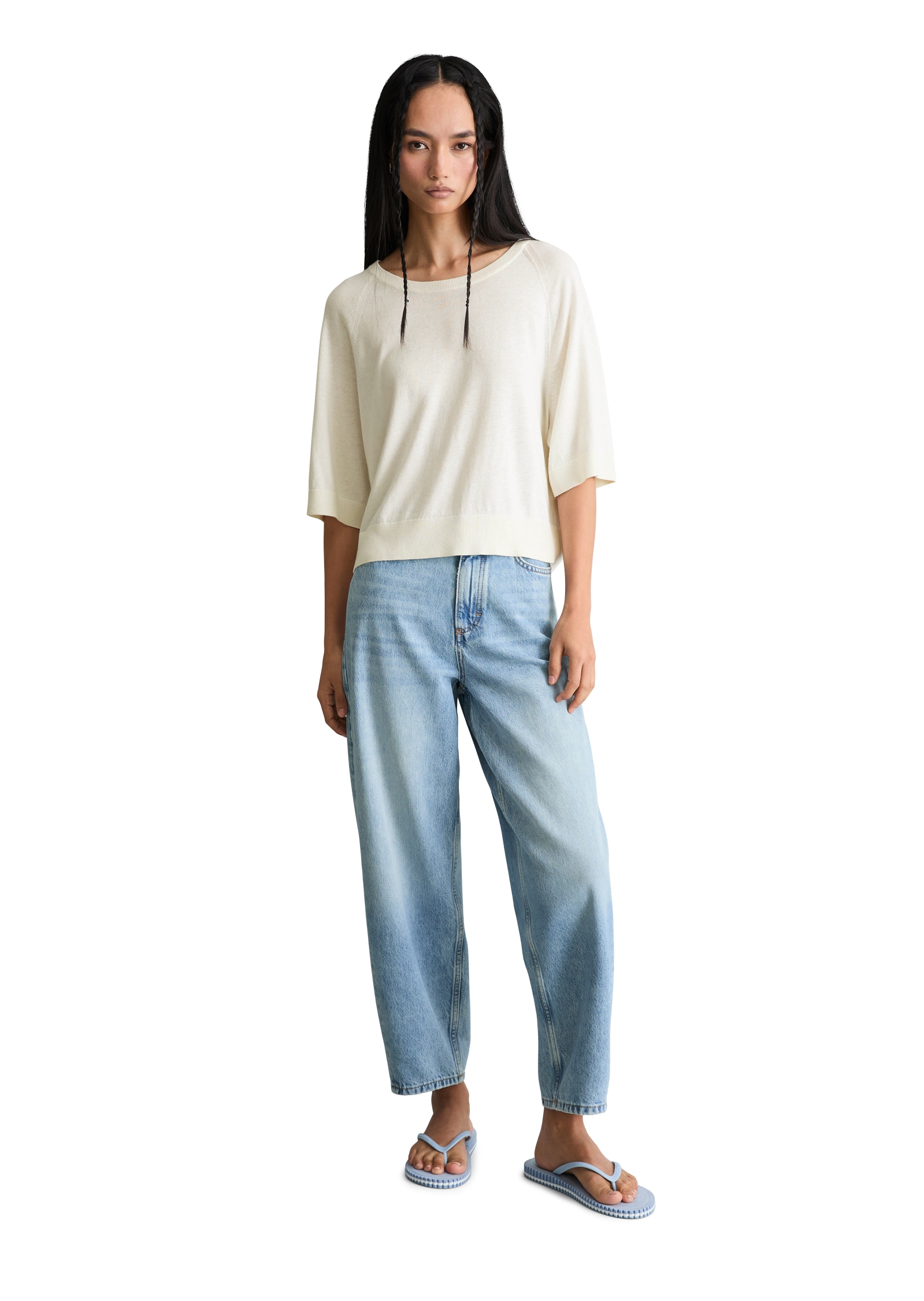 Marc O'Polo DENIM Kurzarmpullover relaxed aus weichem Organic-Cotton-Modal-Mix