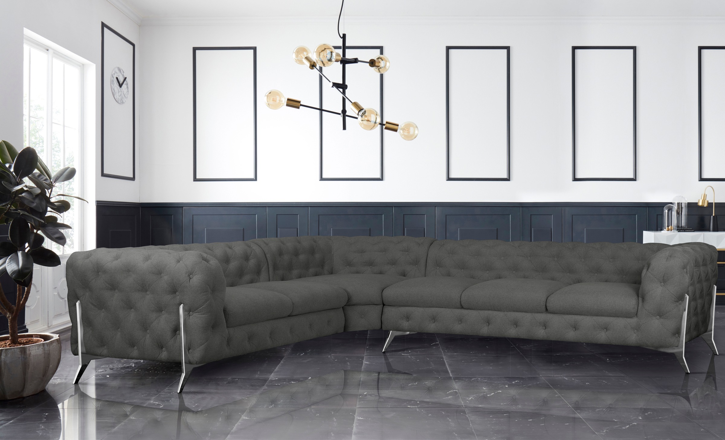 Home affaire Chesterfield-Sofa »Amaury L-Form« großes Ecksofa, Chesterfield günstig online kaufen