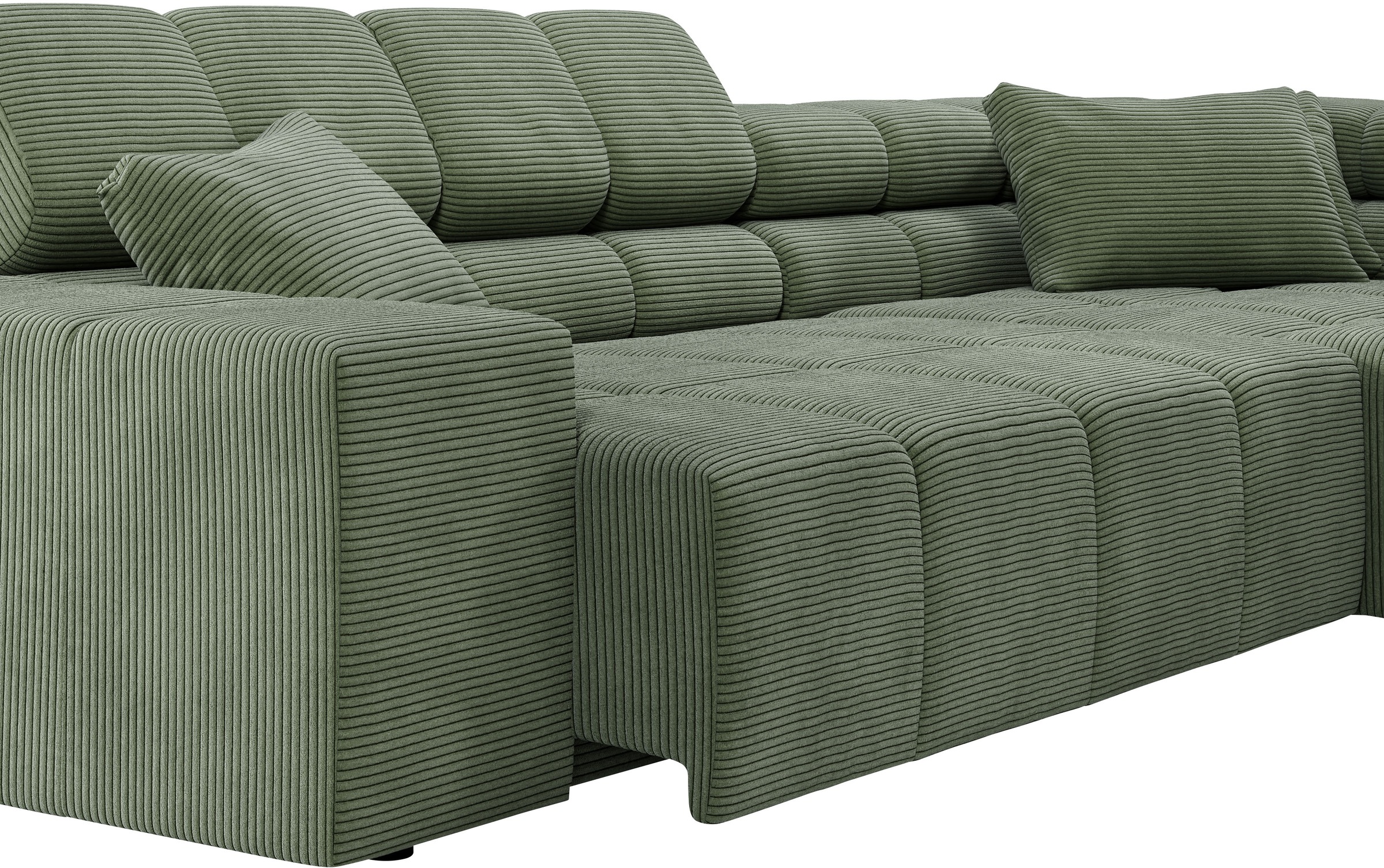 INOSIGN Ecksofa »Ancona incl. Kopfteilverstellung, Zierkissen Breite 319cm, L-Form«, wahlweise motorische Sitztiefenverstellung, auch in Cord + Easy Care